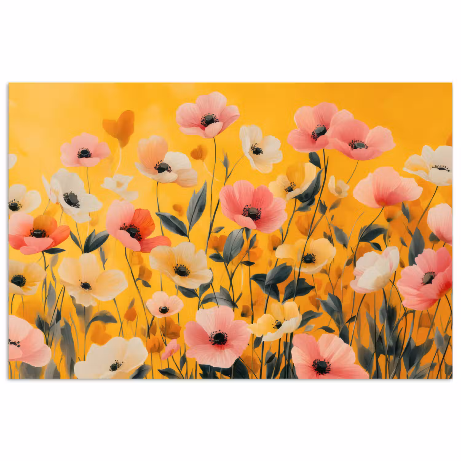 Bloemen - Veld - Geel poster papier klein -3d