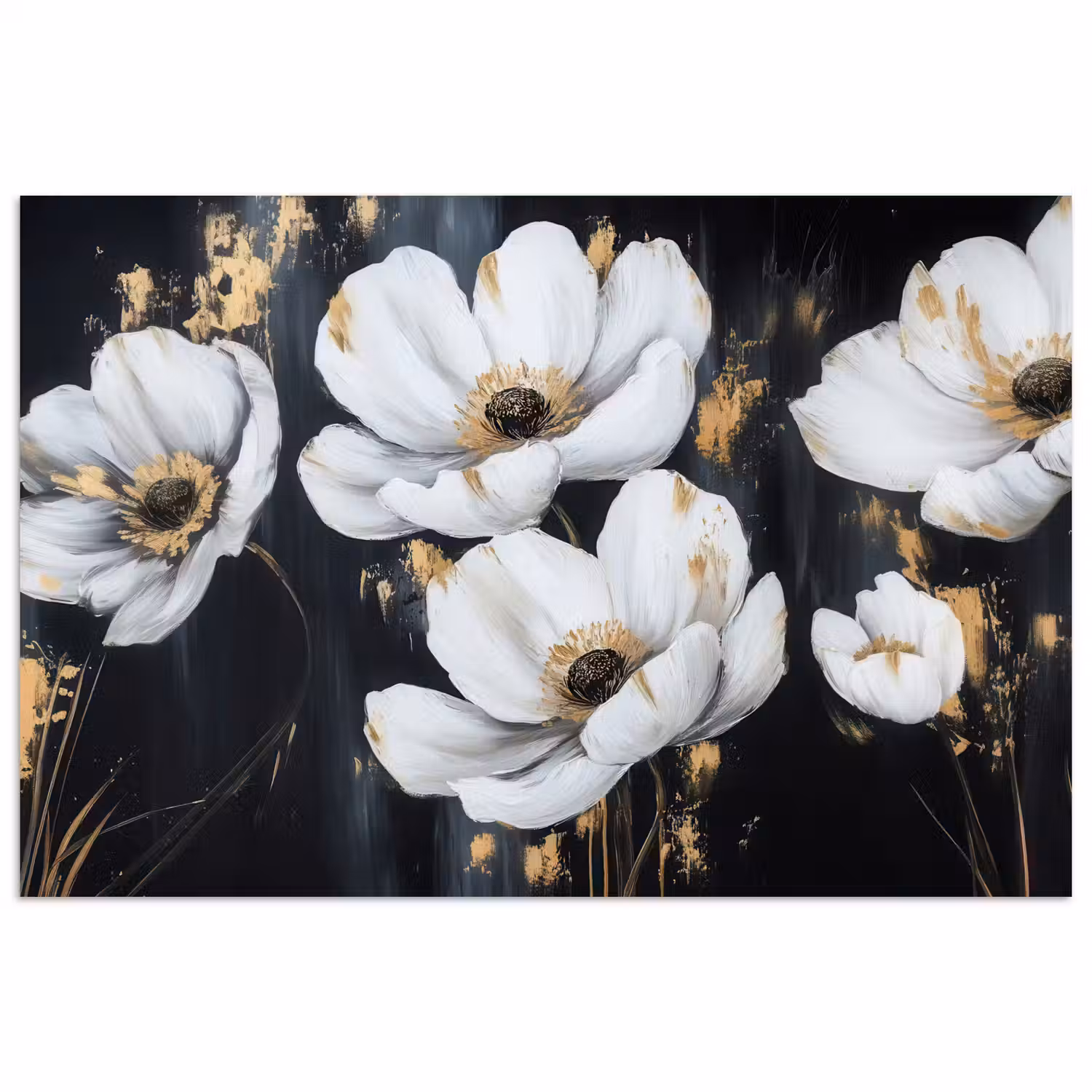 Bloemen - Wit - Abstract poster papier klein -3d