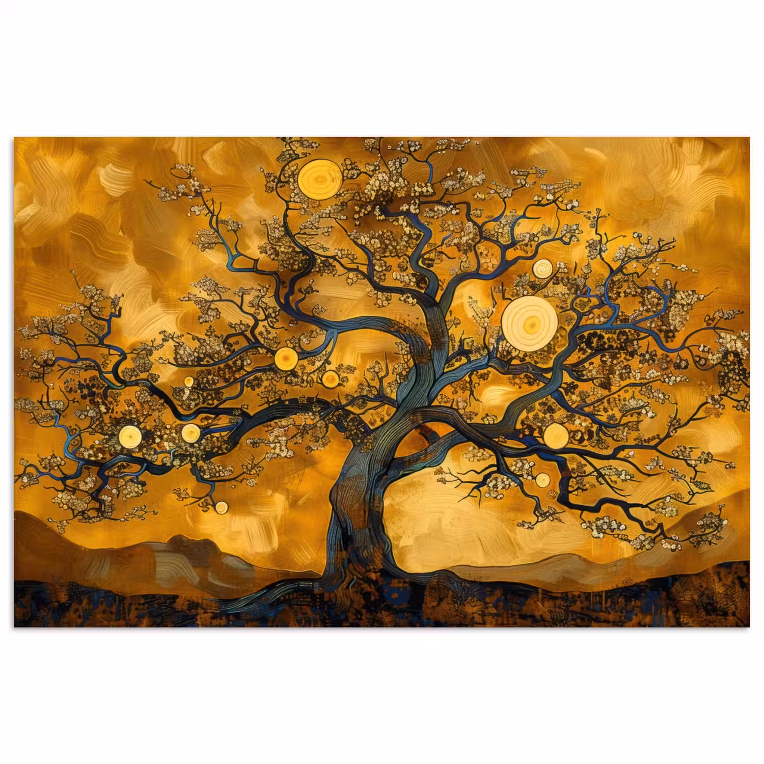 Boom - Levensboom - Abstract - Goud poster papier klein -3d