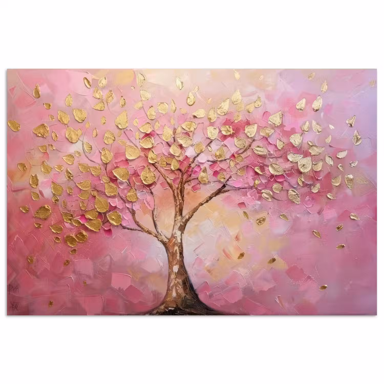 Boom - Roze - Goud - Modern poster papier klein -3d