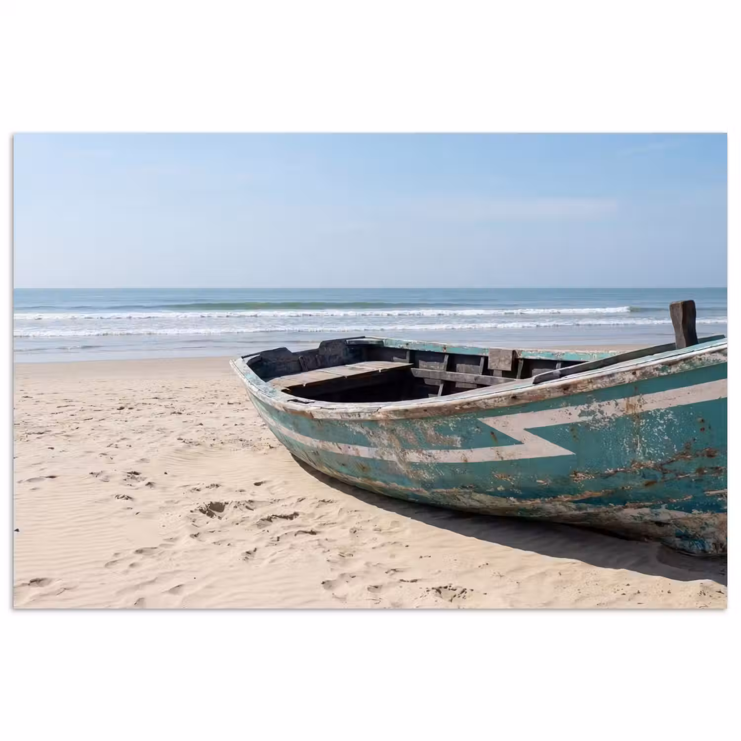 Boot - Zandstrand - Zee poster papier klein -3d