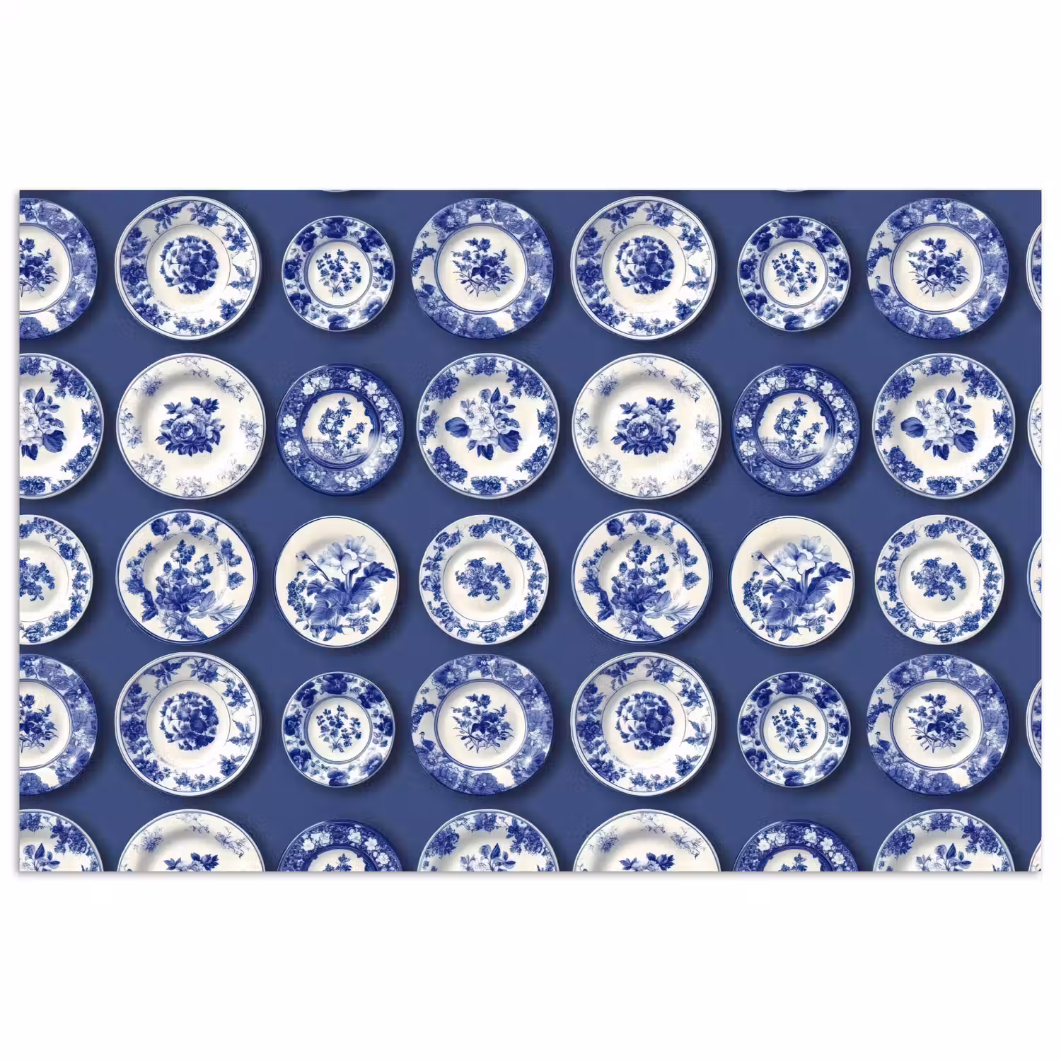 Borden - Floraal - Blauw poster papier klein 62 -3d