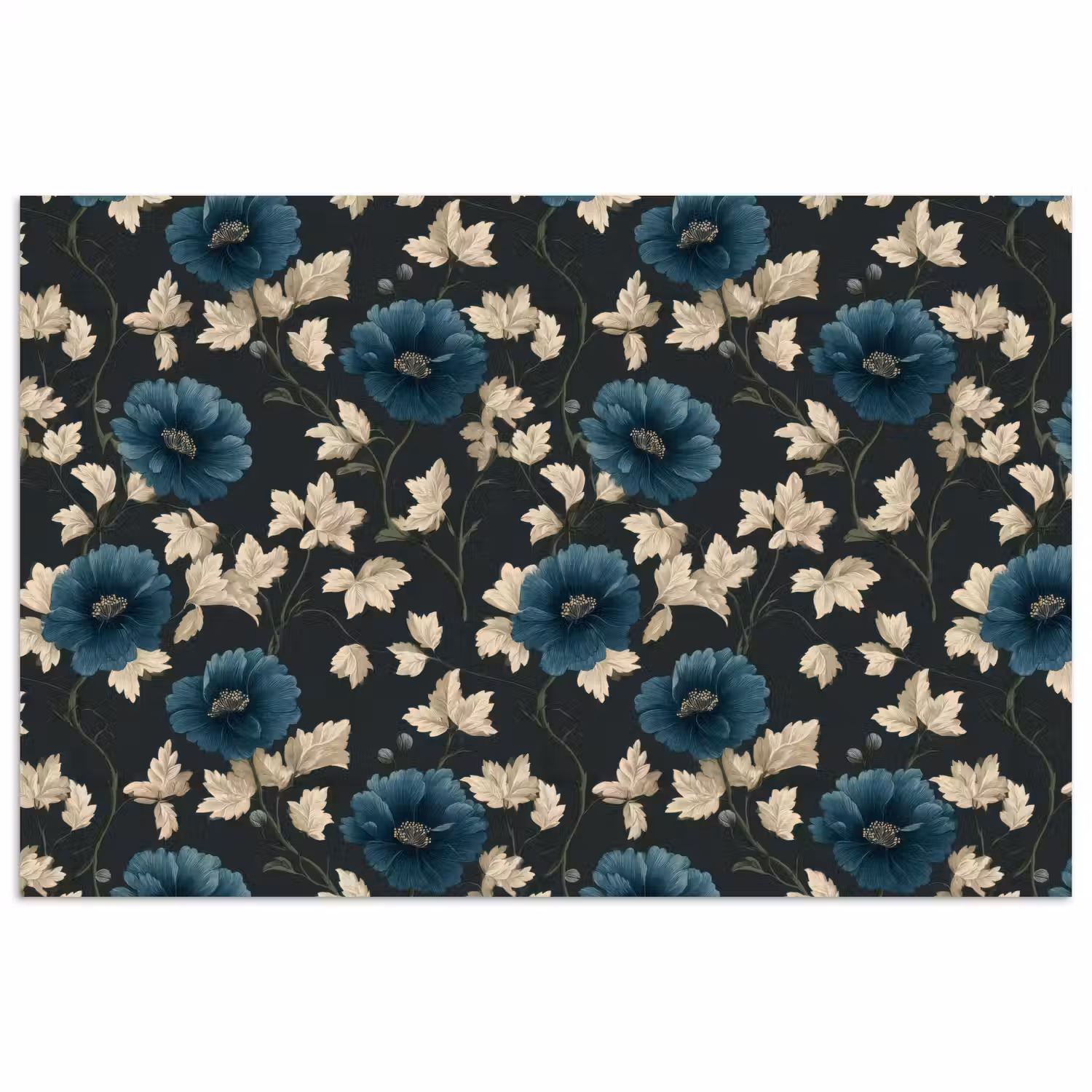 Botanisch - Bloemen - Blauw poster papier klein 62 -3d