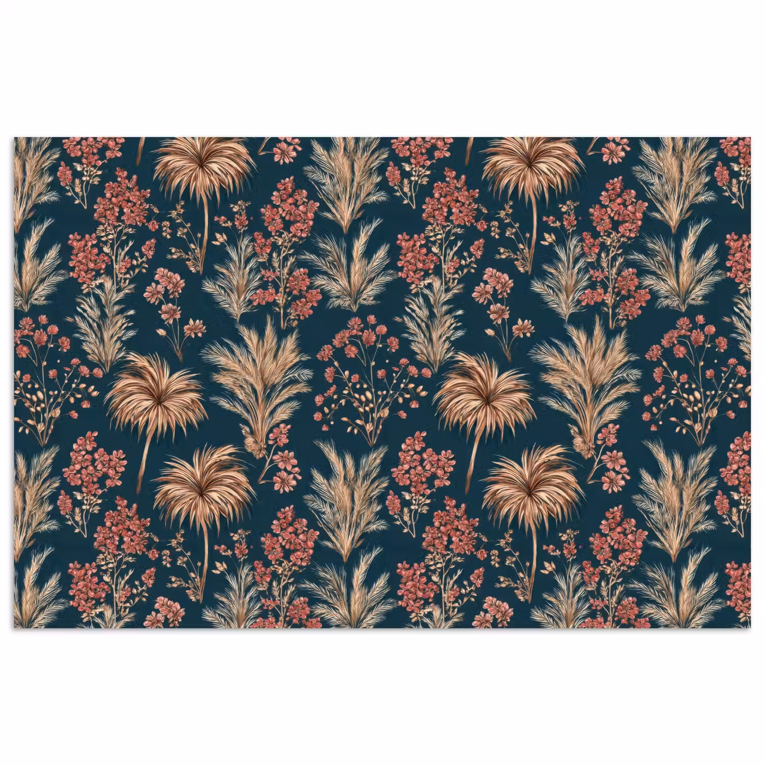 Botanisch - Patroon - Blauw poster papier klein 62 -3d
