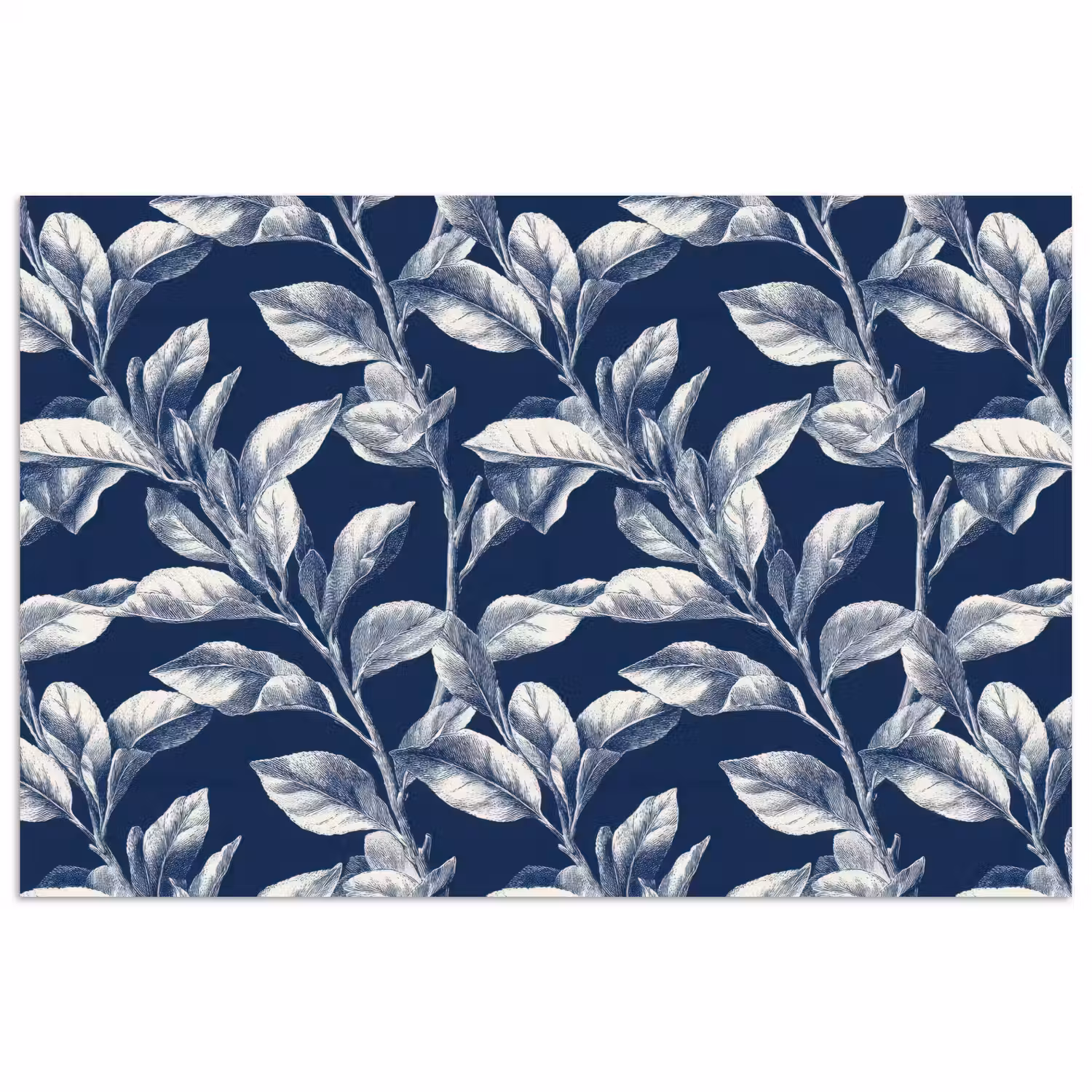 Botanisch - Patroon - Blauw poster papier klein 62 -3d