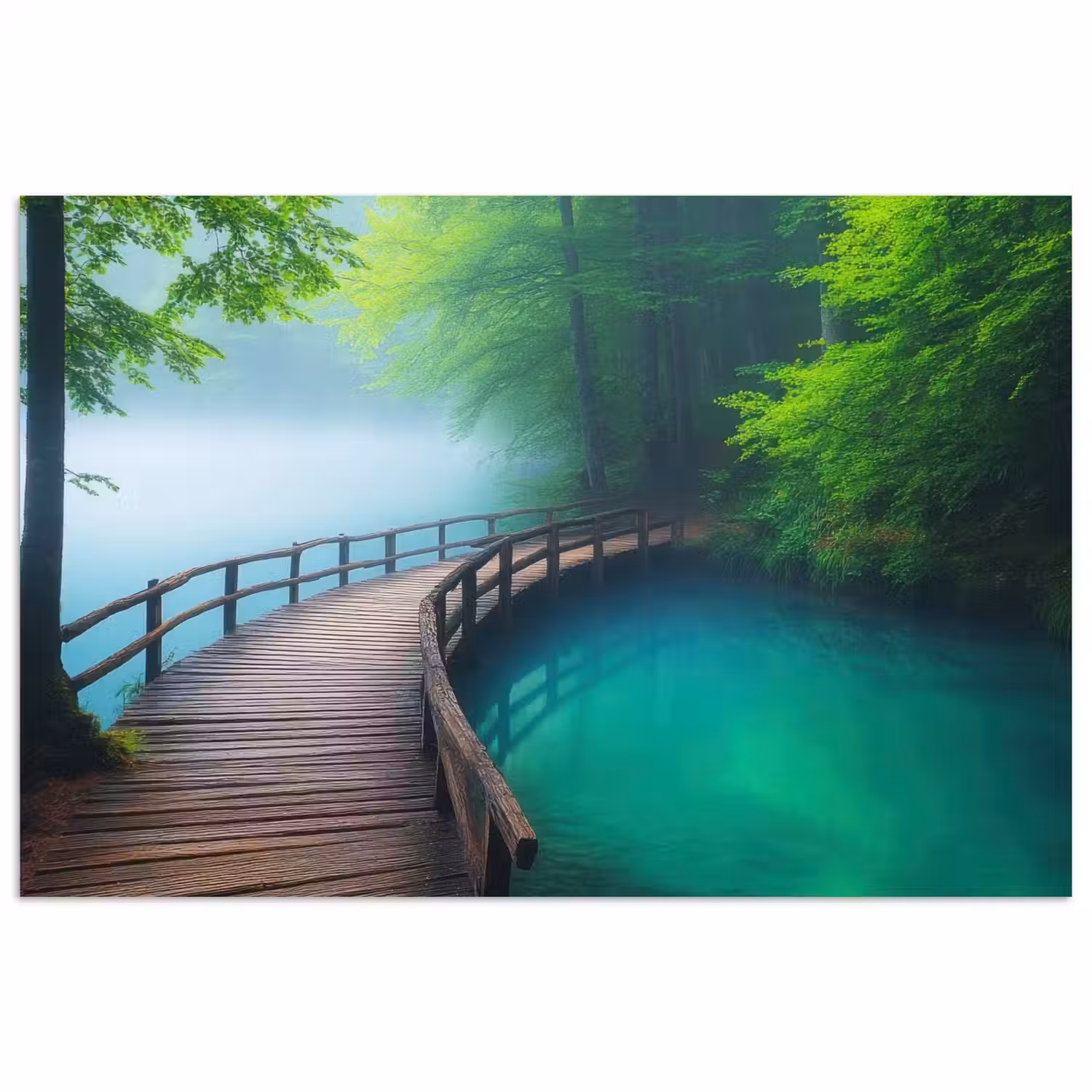 Brug - Water - Rivier - Bos poster papier klein -3d