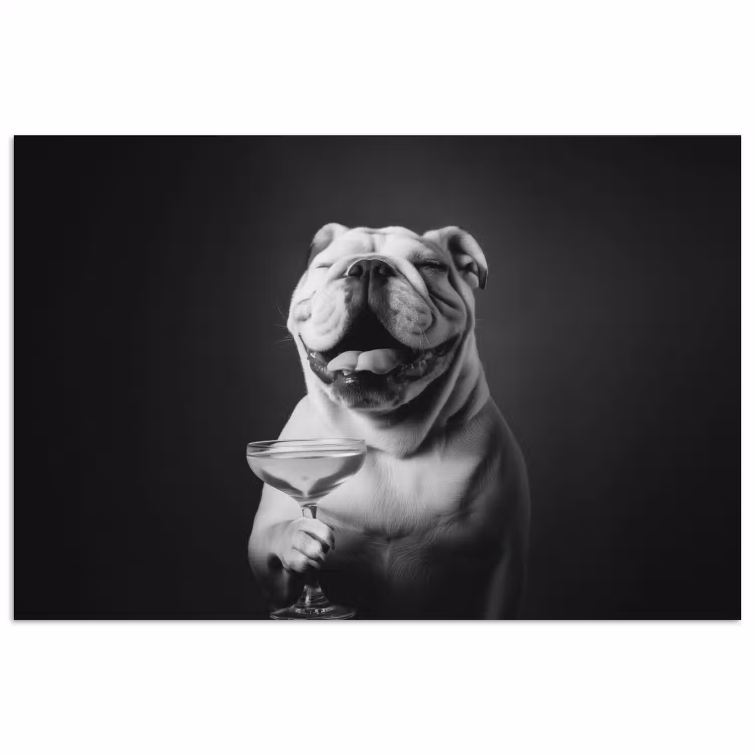 Buldog - Hond - Glas poster papier klein -3d