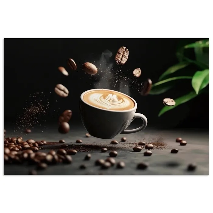 Cappuccino - Kop - Bonen - Bruin poster papier klein -3d