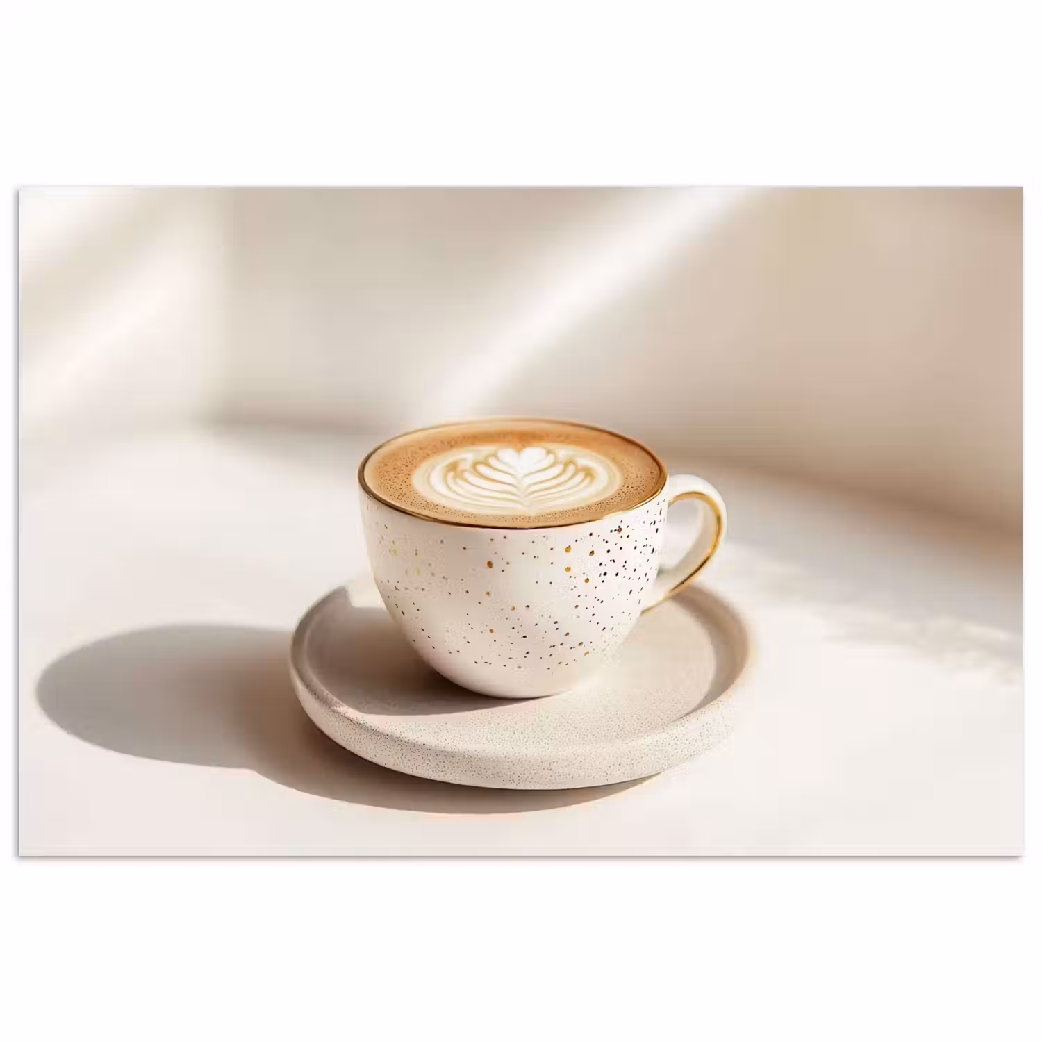 Cappuccino - Schuim - Schotel - Beige poster papier klein -3d