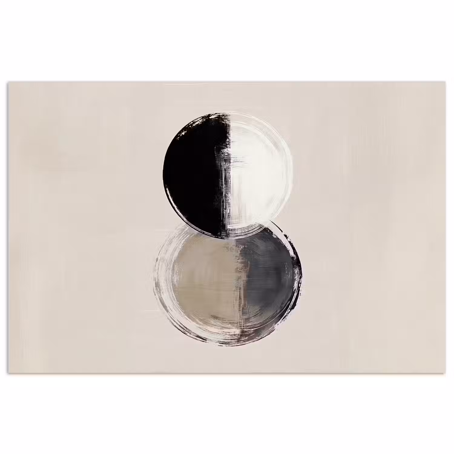 Cirkels - Strepen - Minimalistisch - Zwart poster papier klein -3d