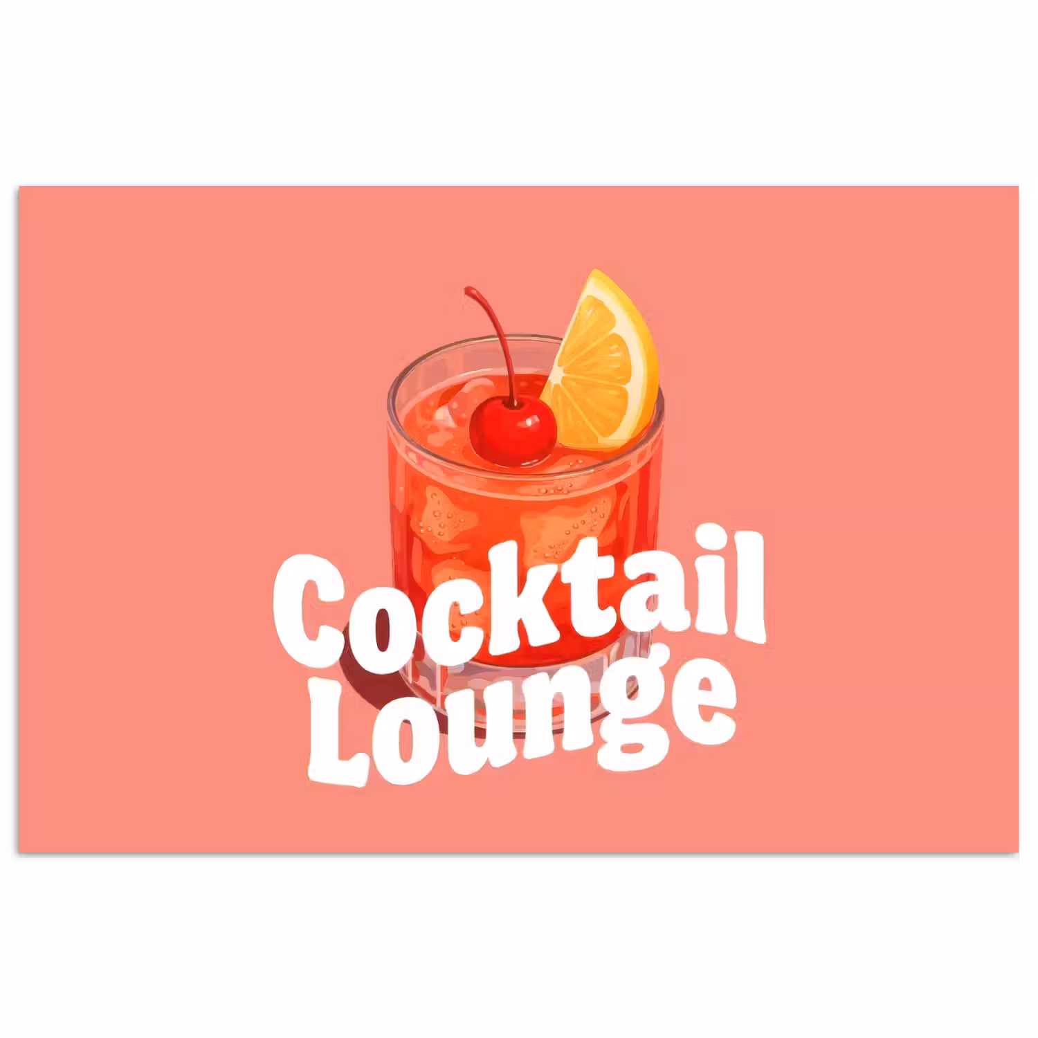Cocktail Lounge - Glas - Koraal poster papier klein -3d