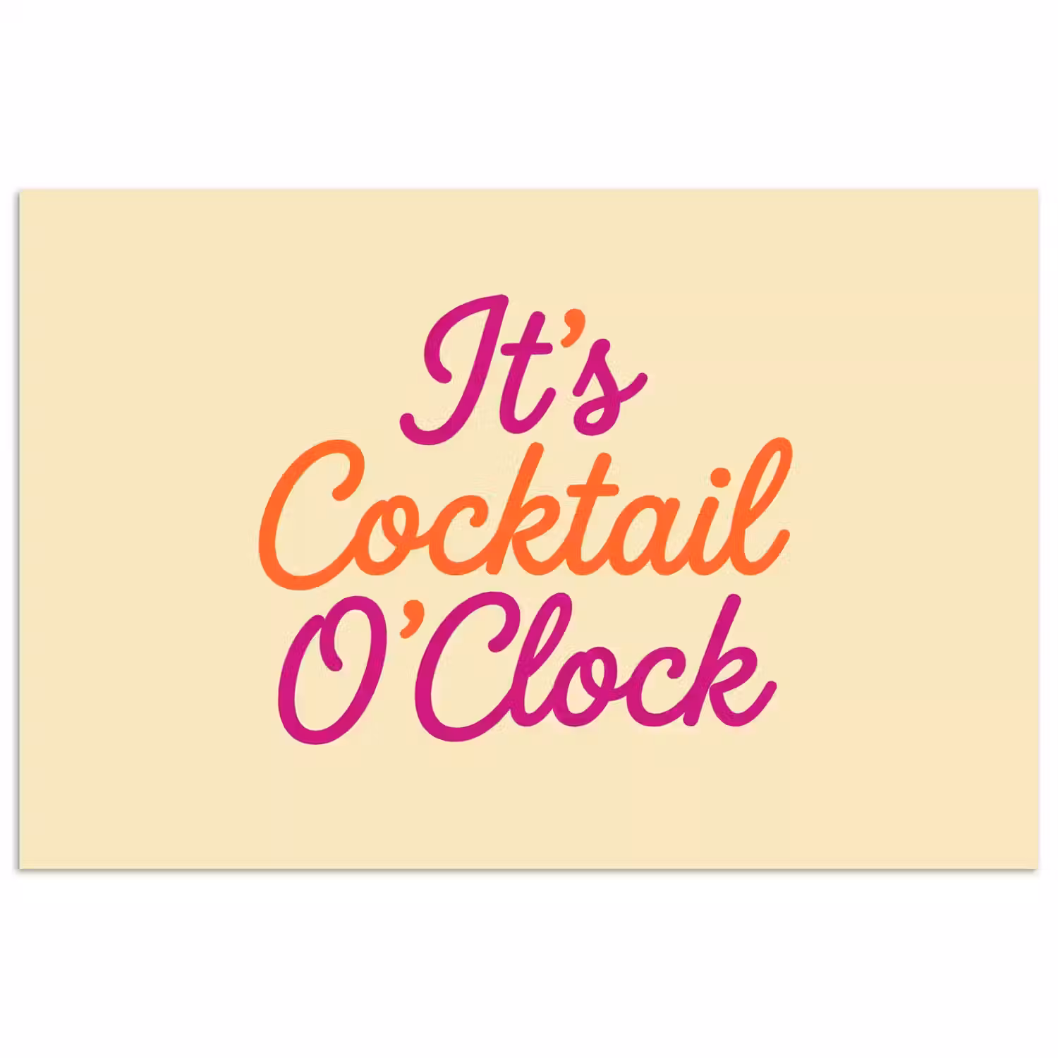 Cocktail O'Clock - Geel - Retro poster papier klein -3d