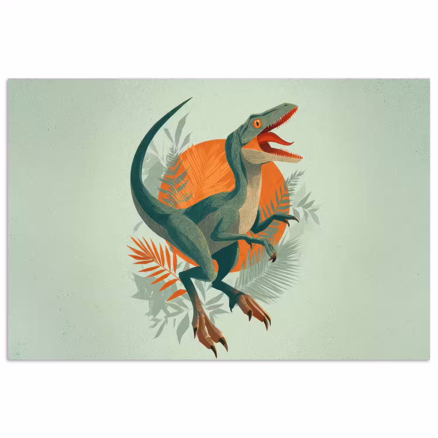 Dino - Bladeren - Grafisch - Groen poster papier klein -3d