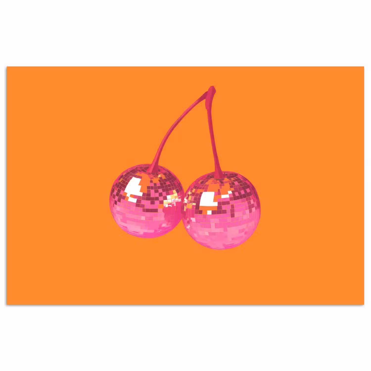 Discoballen - Kers - Spiegels - Roze poster papier klein -3d