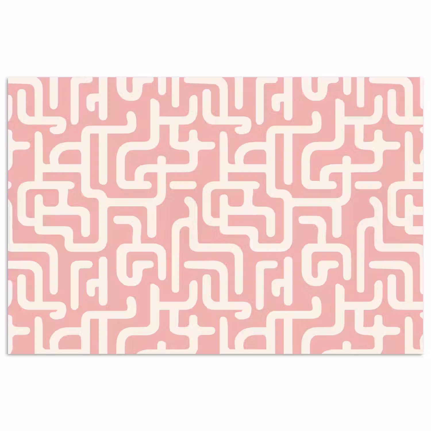 Doolhofpatroon - Roze - Wit - Abstract poster papier klein 62 -3d