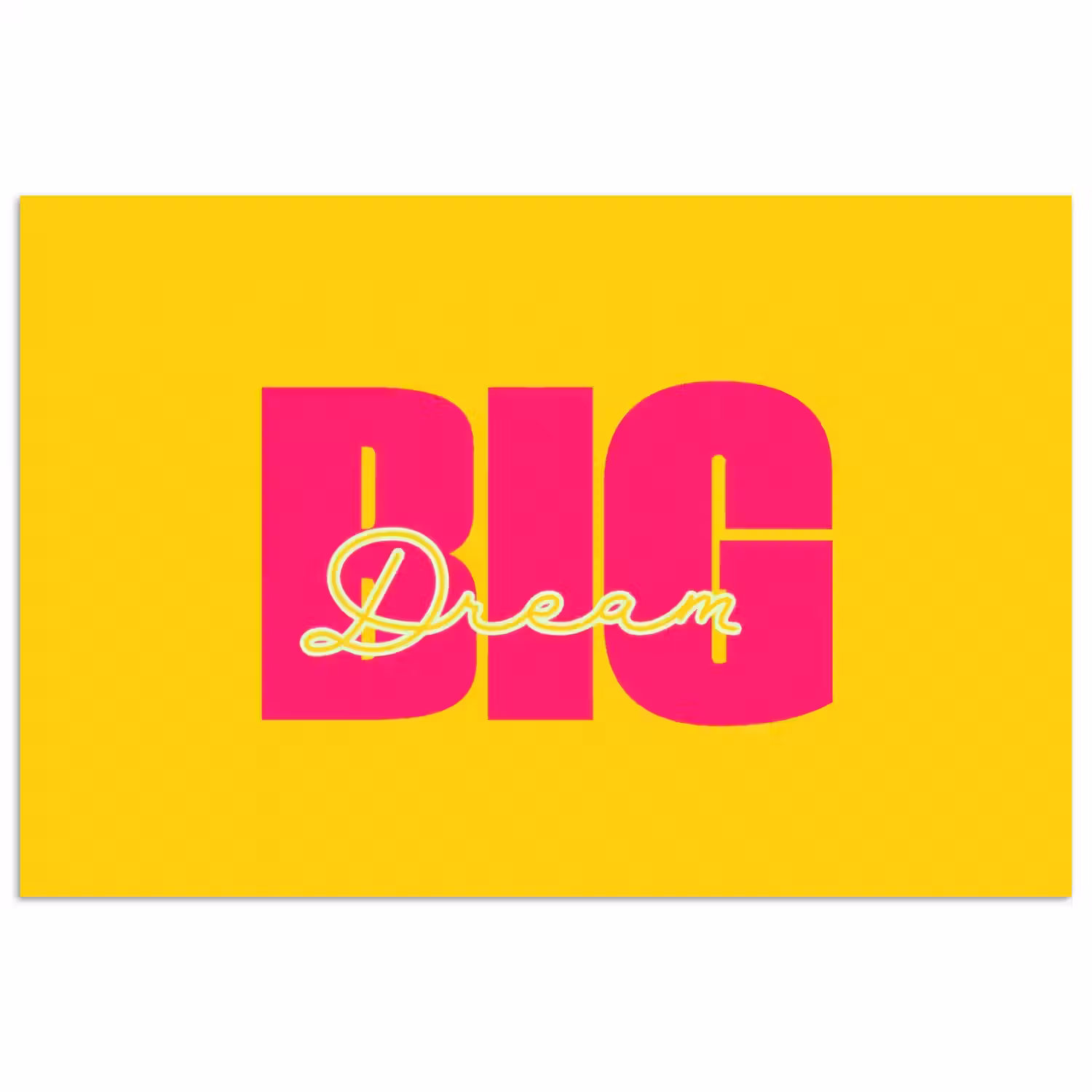 Dream big - Geel - Roze poster papier klein -3d