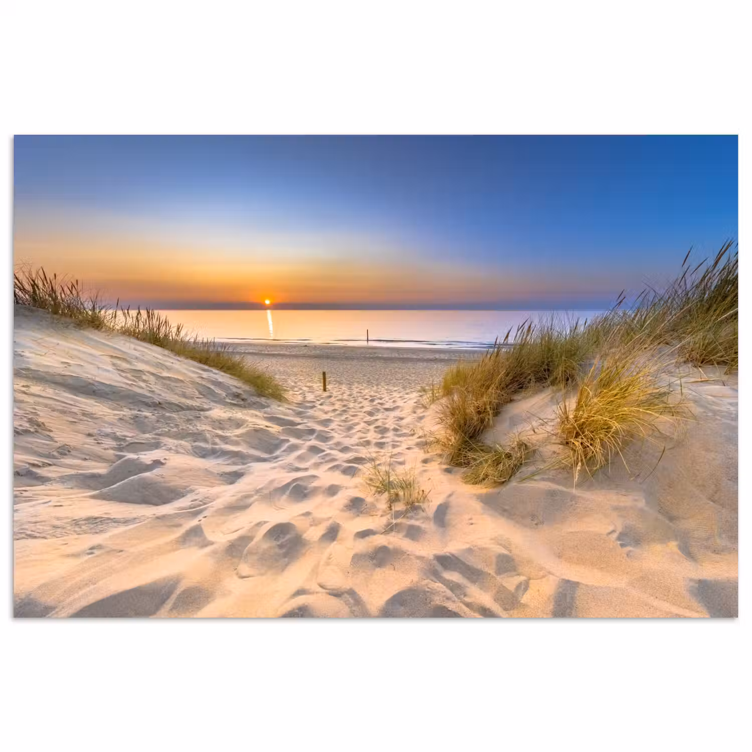 Duin - Zonsondergang - Horizon - Strand - Gras poster papier klein -3d