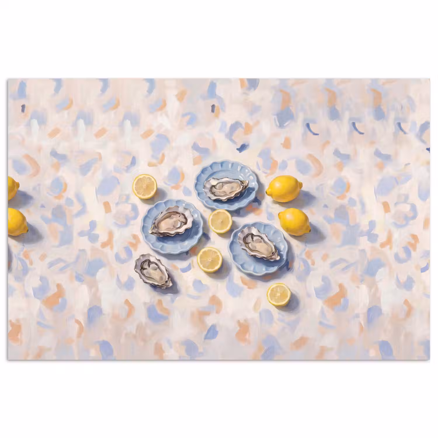 Eten - Oesters - Citroenen - Modern - Geel poster papier klein -3d