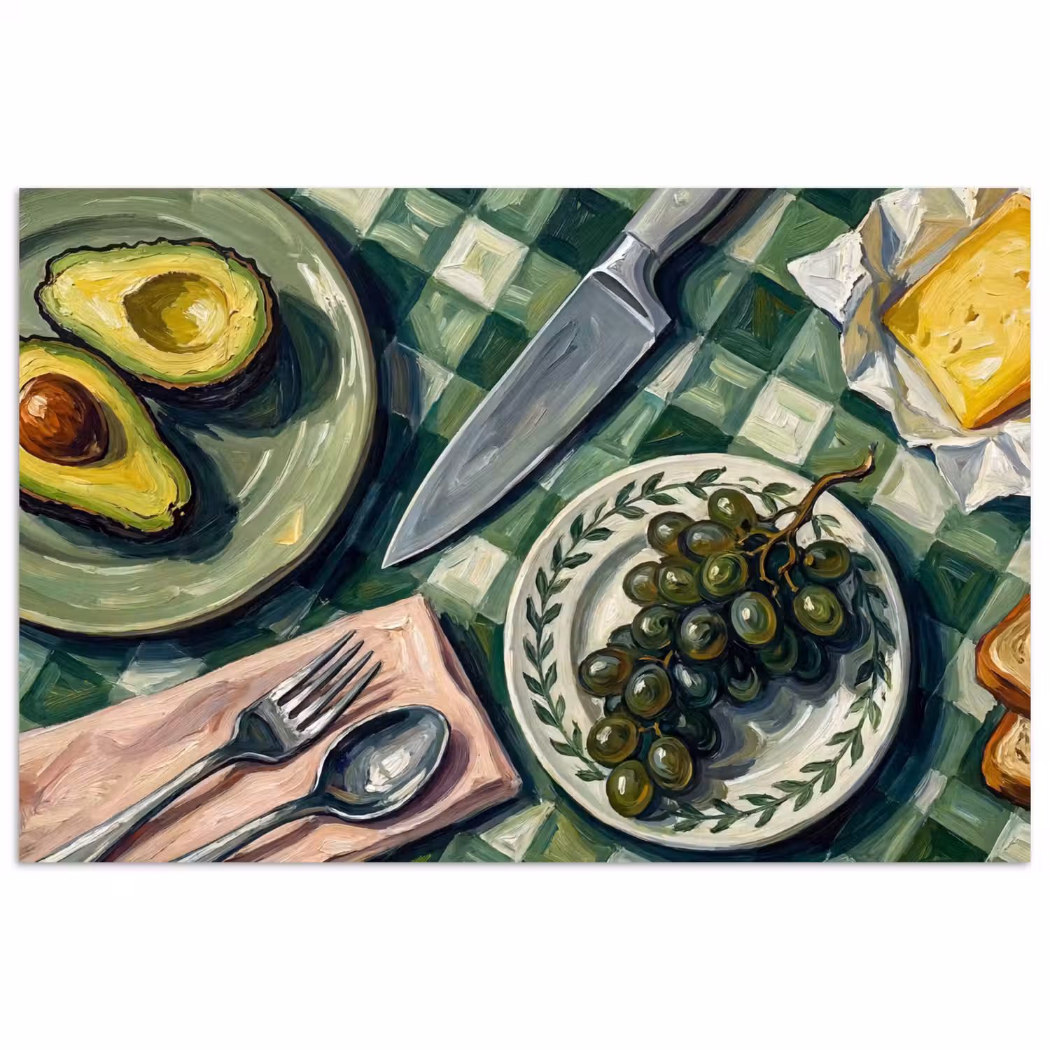 Eten - Ontbijt - Tafel - Modern - Groen poster papier klein -3d