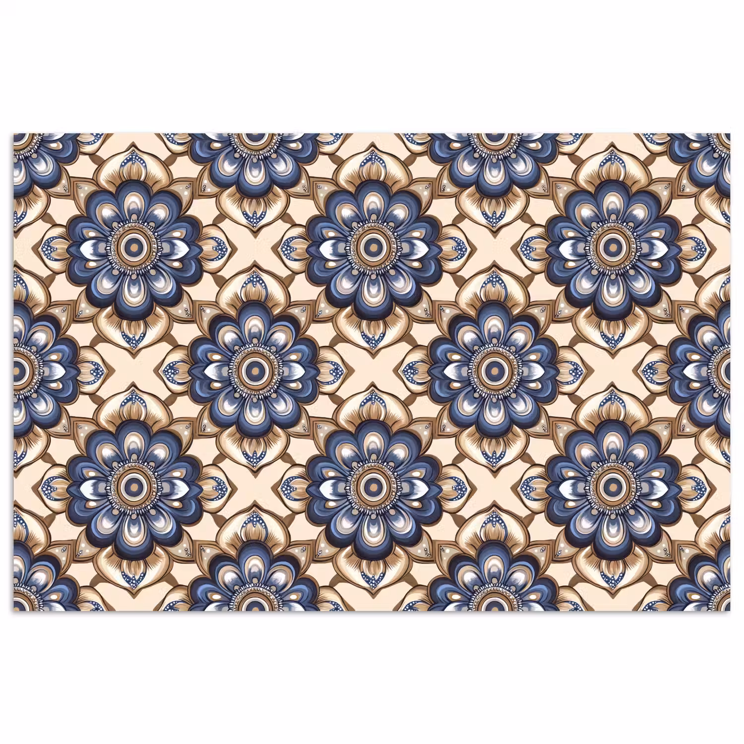 Floraal - Ornament - Blauw poster papier klein 62 -3d