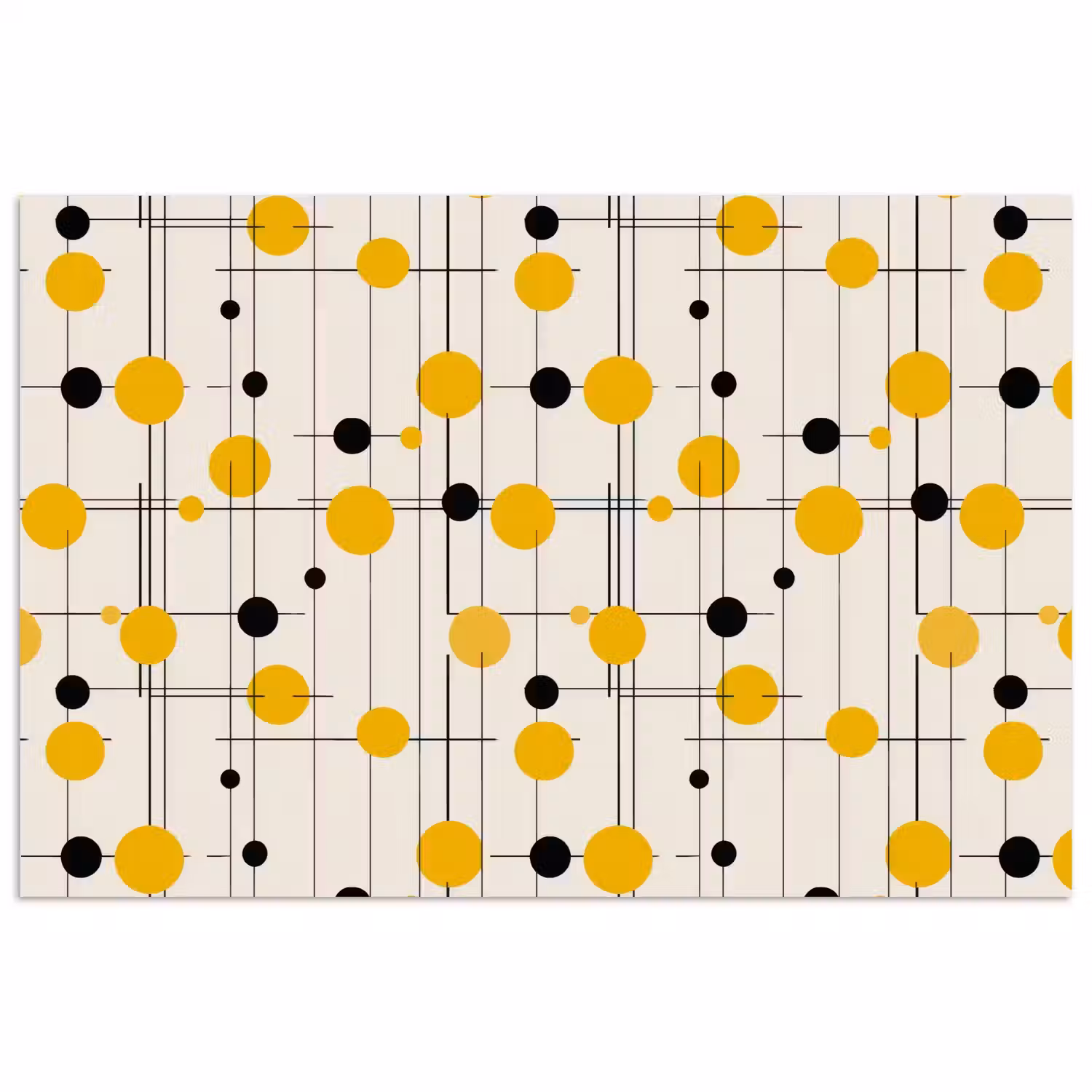 Geometrisch - Retro - Lijnen - Okergeel - Zwart poster papier klein 62 -3d