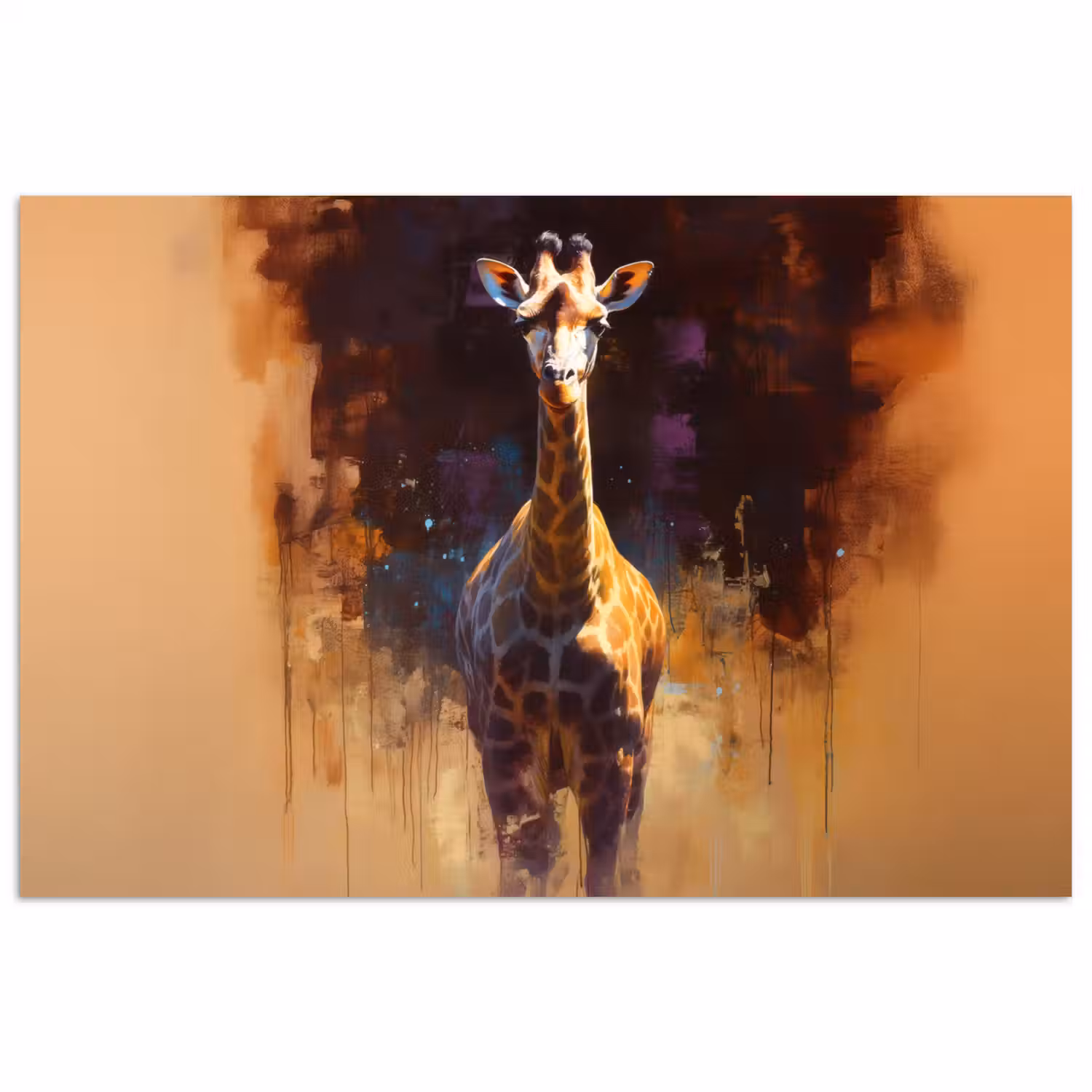 Giraf - Bruin - Abstract - Geschilderd poster papier klein -3d