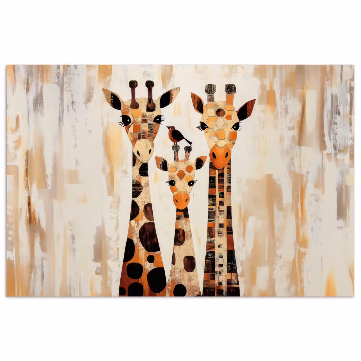 Giraffen - Cartoon - Crème poster papier klein -3d