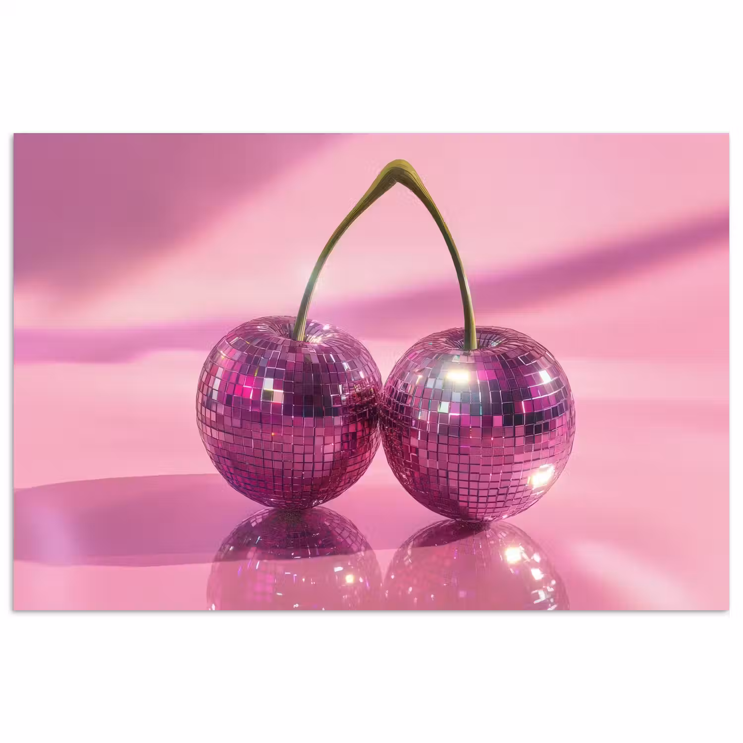 Glitter - Discobol - Roze - Kersen poster papier klein -3d