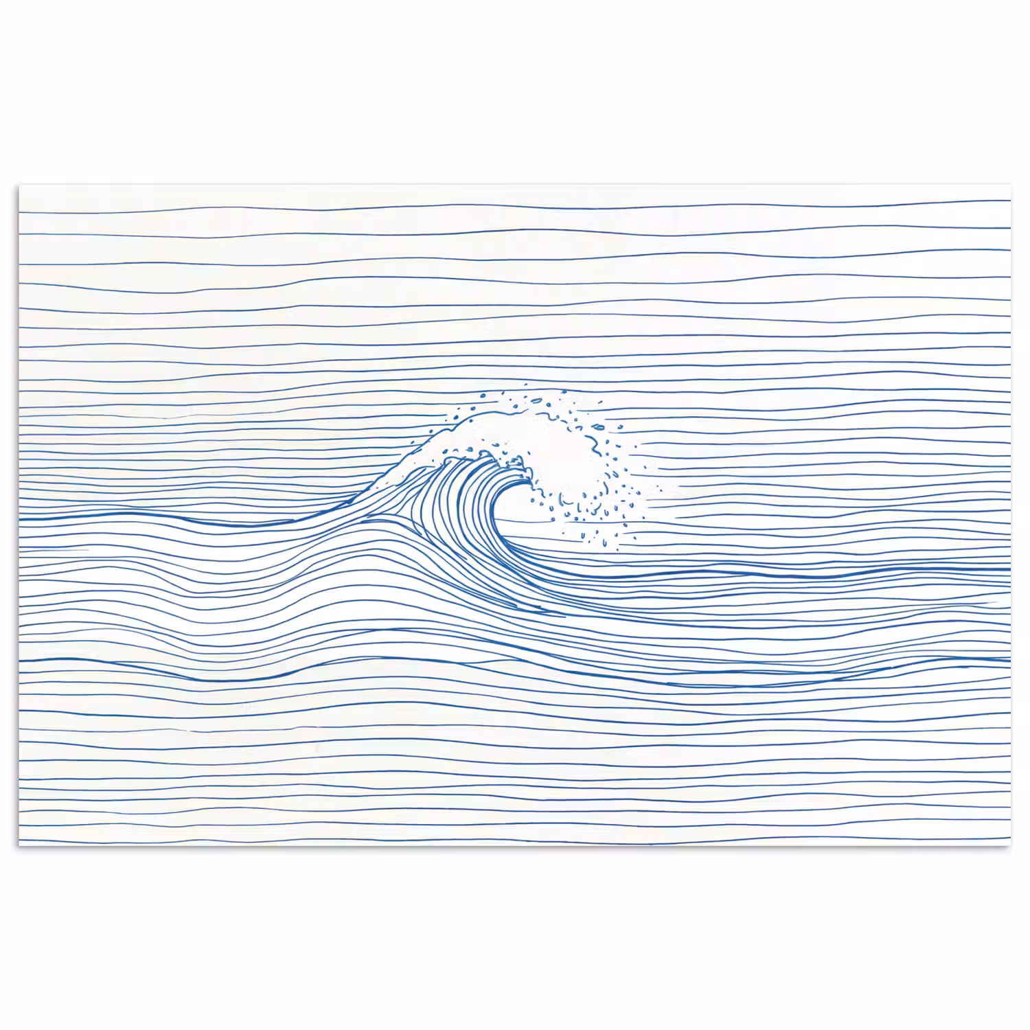 Golf - Brekende - Natuur - Minimalistisch - Blauw poster papier klein -3d