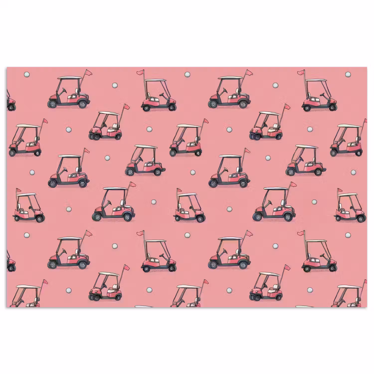 Golfkar - Retro - Roze poster papier klein 62 -3d