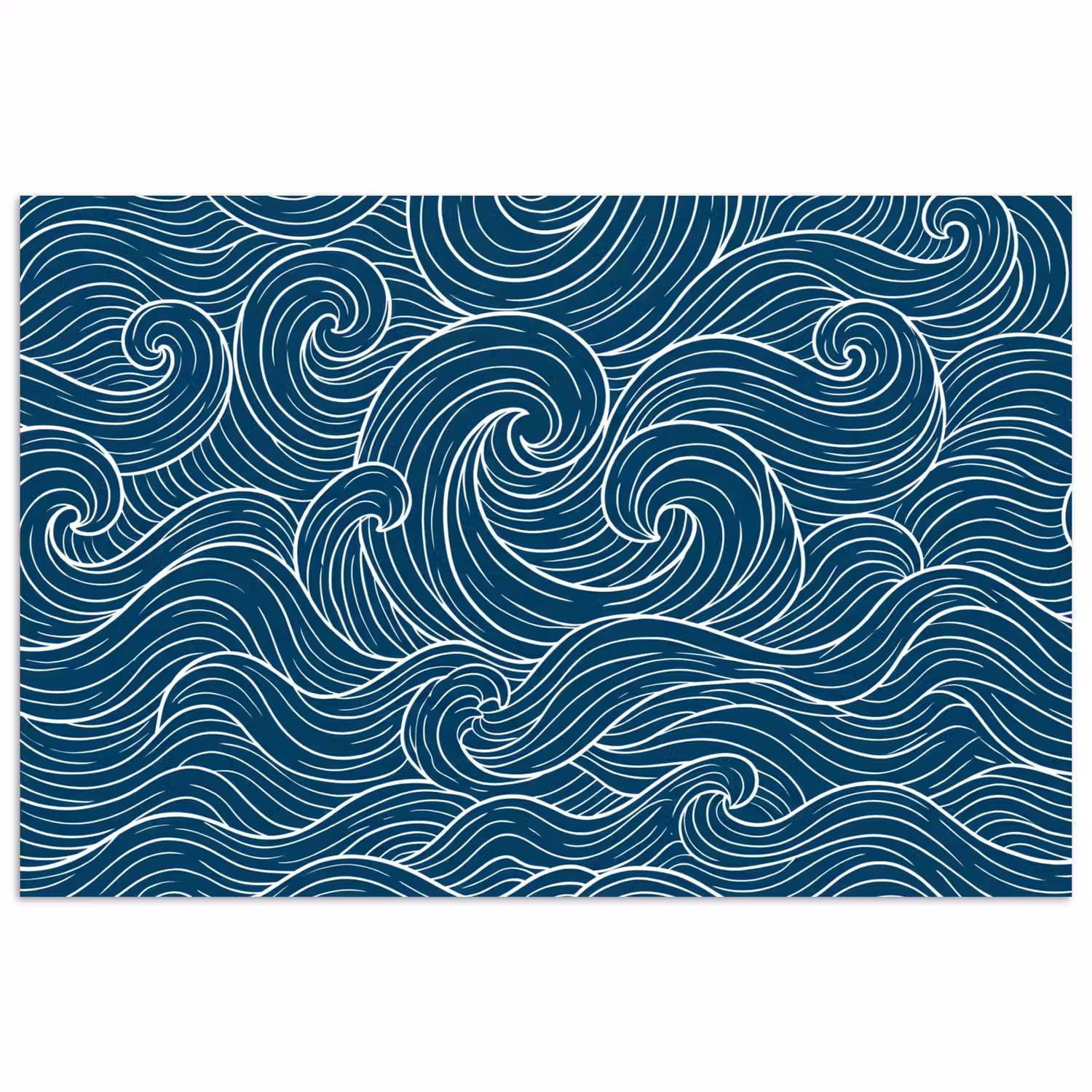 Golven - Spiraal - Water - Abstract - Blauw poster papier klein -3d