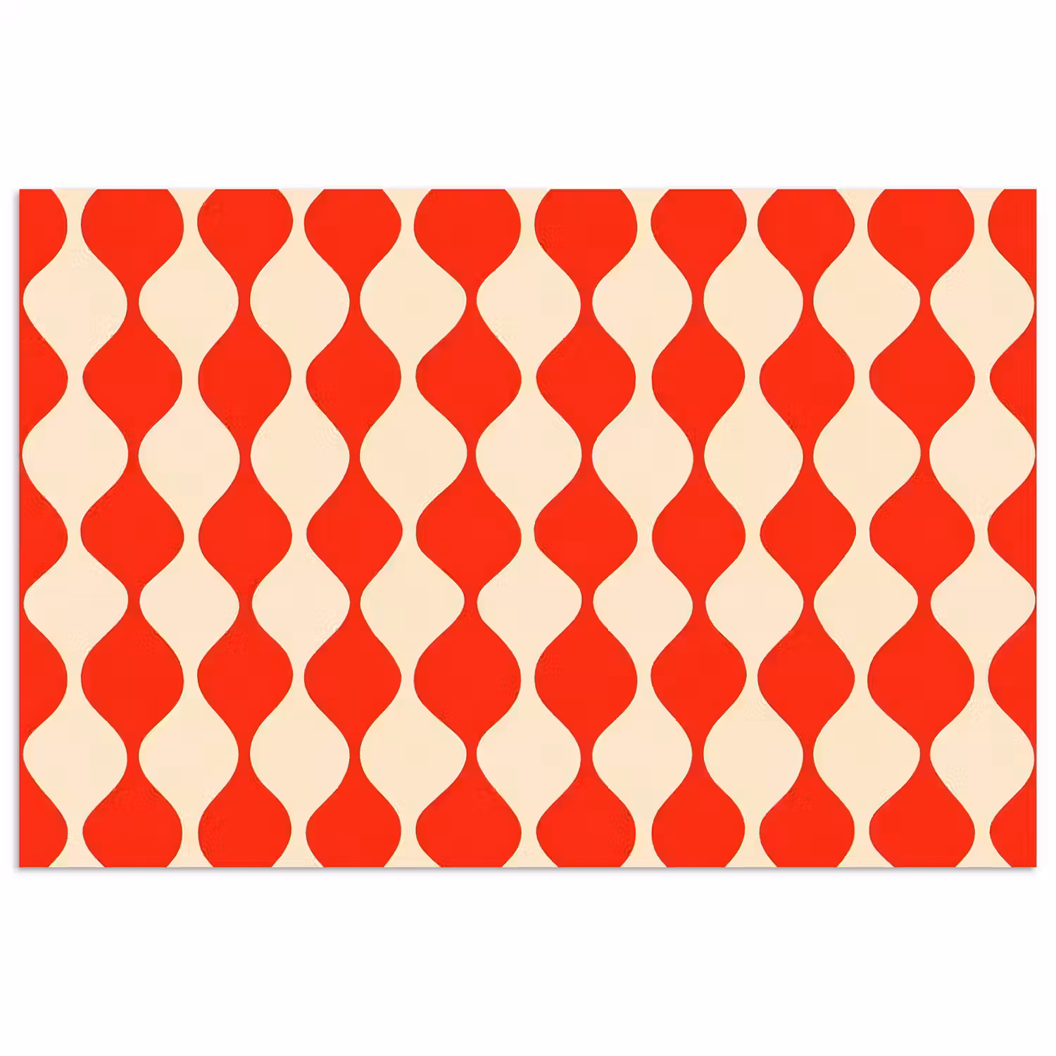 Golvend patroon - Retro - Rood - Beige poster papier klein 62 -3d