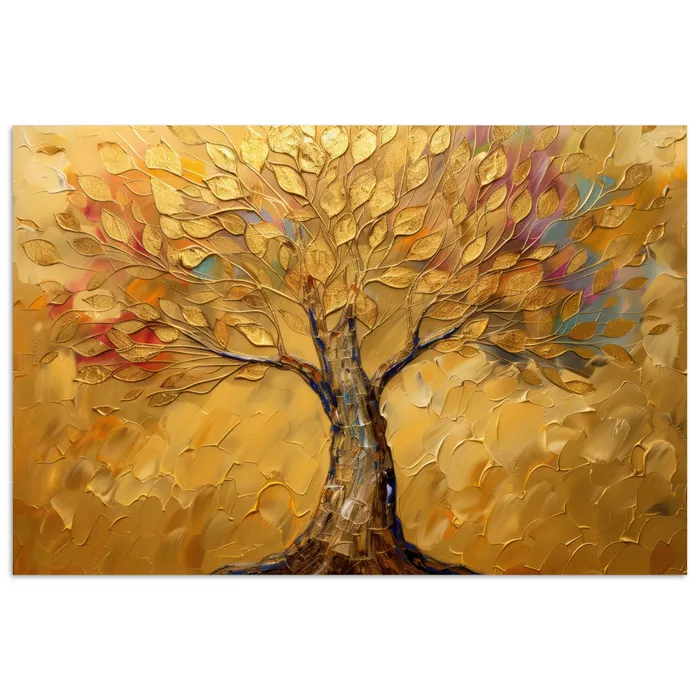 Goud - Boom - Abstract - Modern poster papier klein -3d