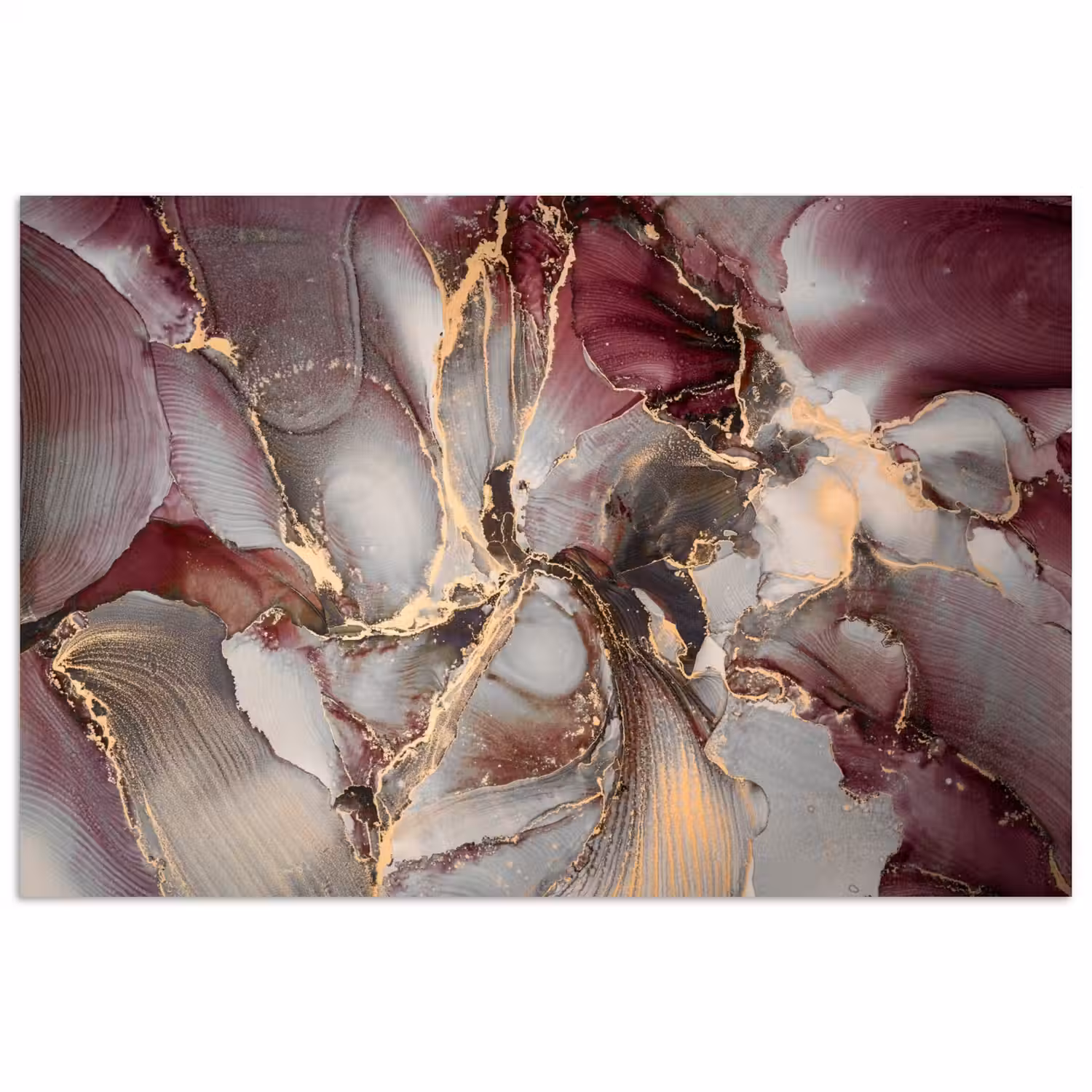 Goud - Marmer - Paars poster papier klein -3d