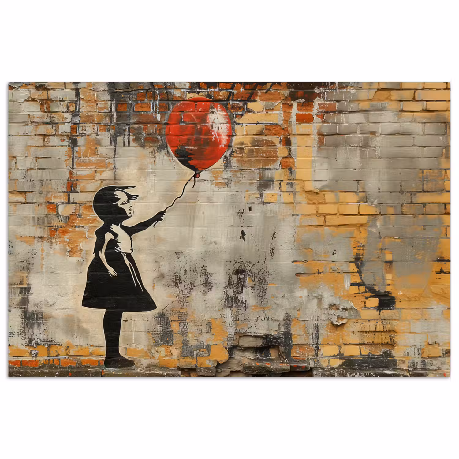 Graffiti - Banksy - Meisje - Street art poster papier klein -3d
