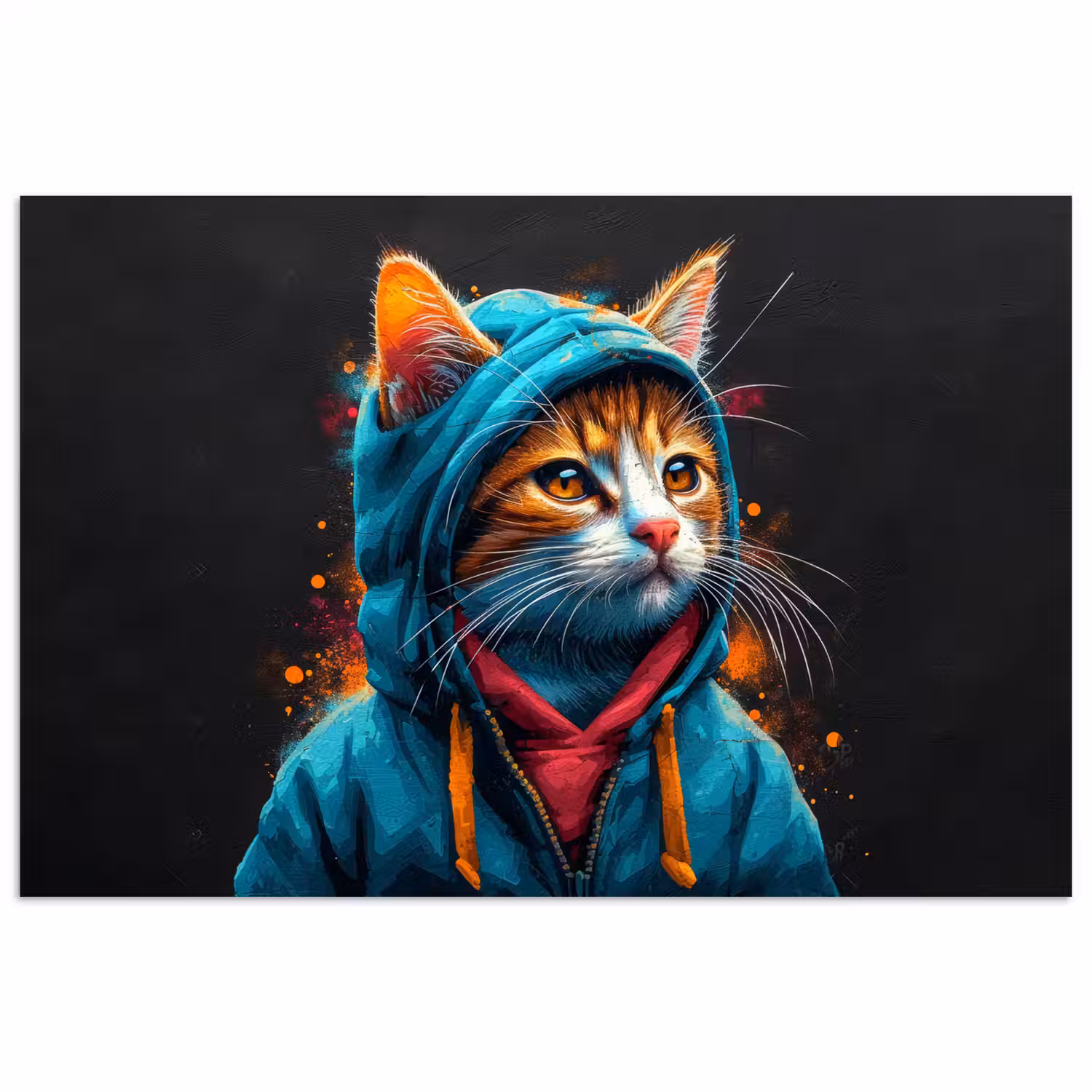 Graffiti - Kat - Zwart - Jas poster papier klein -3d
