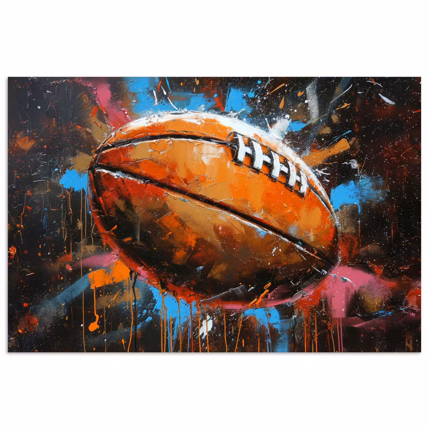 Graffiti - Rugby - Kleurrijk - Rugbybal poster papier klein -3d