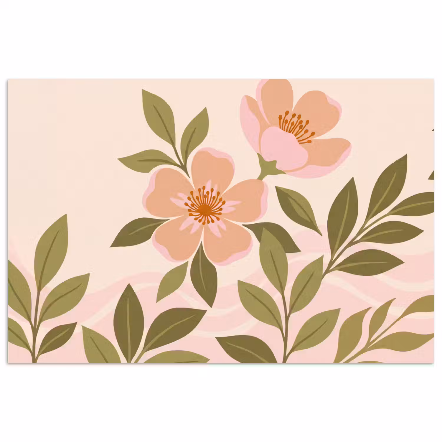 Grafisch - Bloemen - Roze poster papier klein -3d