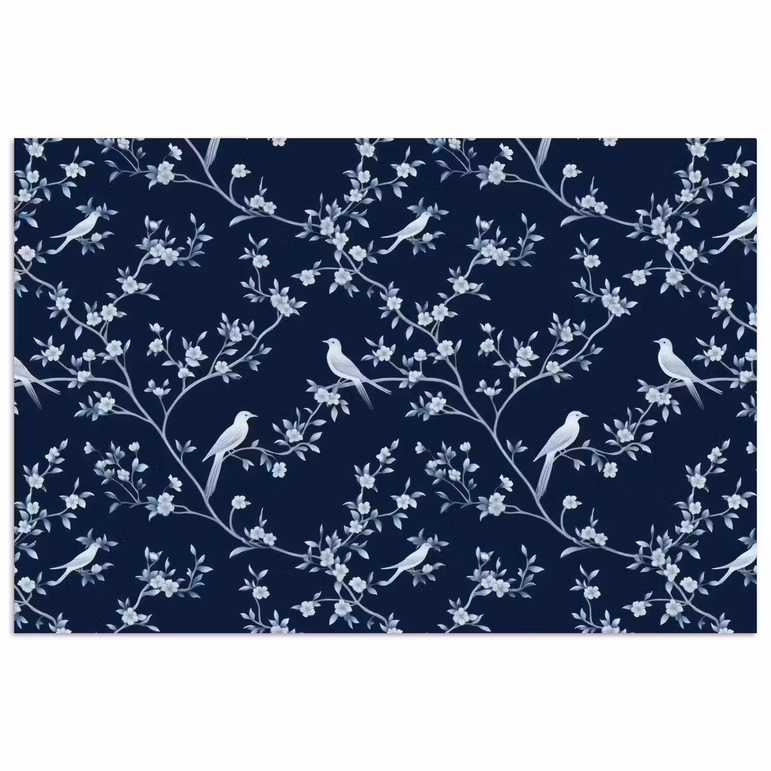 Grafisch - Bloesemtak - Blauw poster papier klein 62 -3d