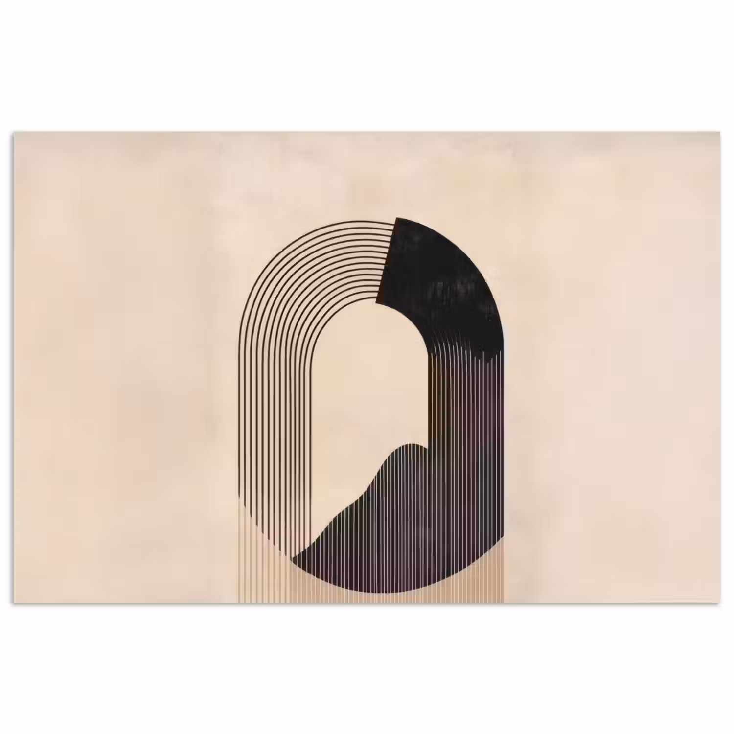 Grafisch gebogen motief - Beige poster papier klein -3d