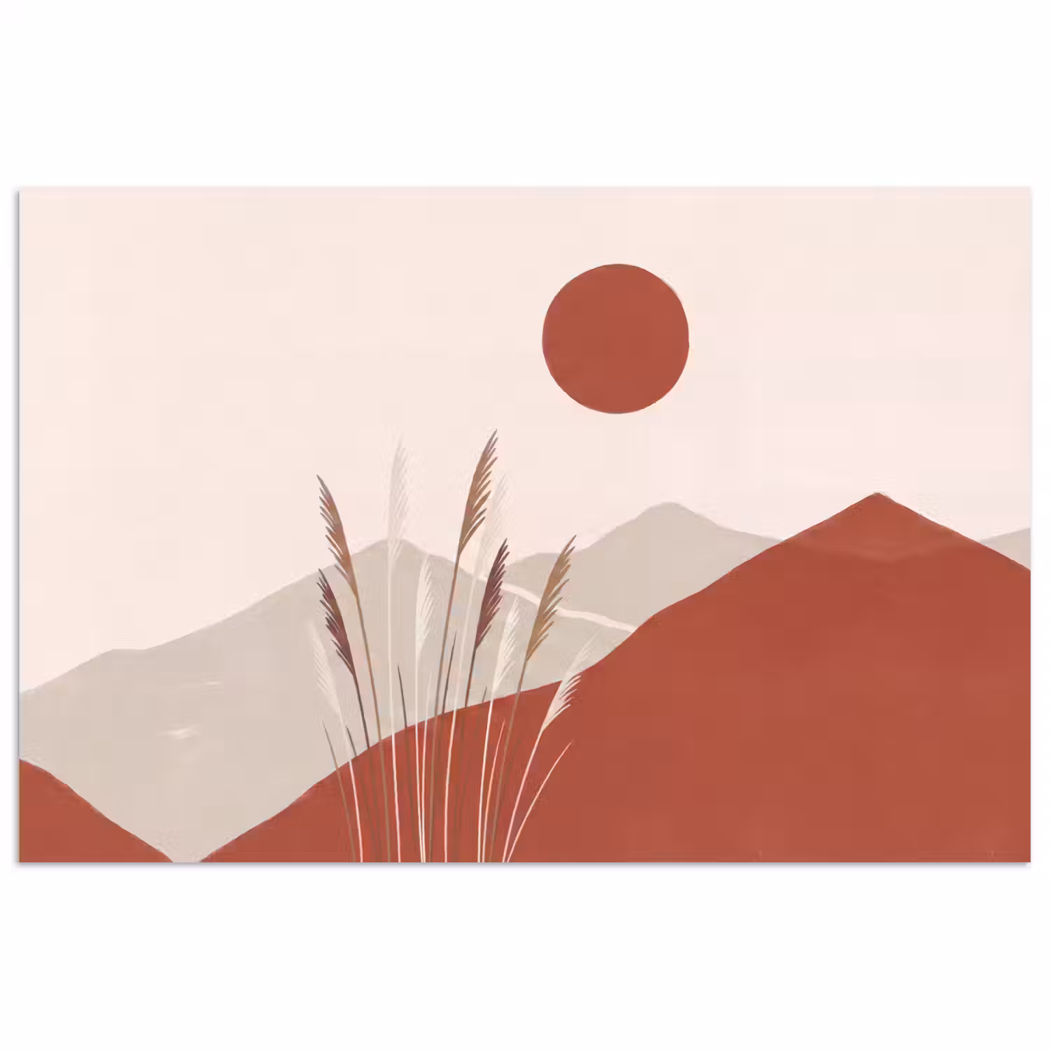 Gras - Landschap - Natuur - Abstract - Beige poster papier klein -3d