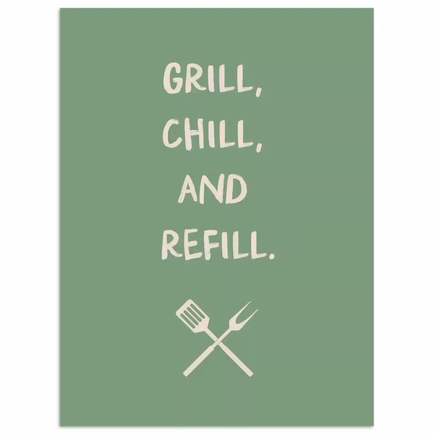 Grill - Groen - Zomer - Quote poster papier klein -3d