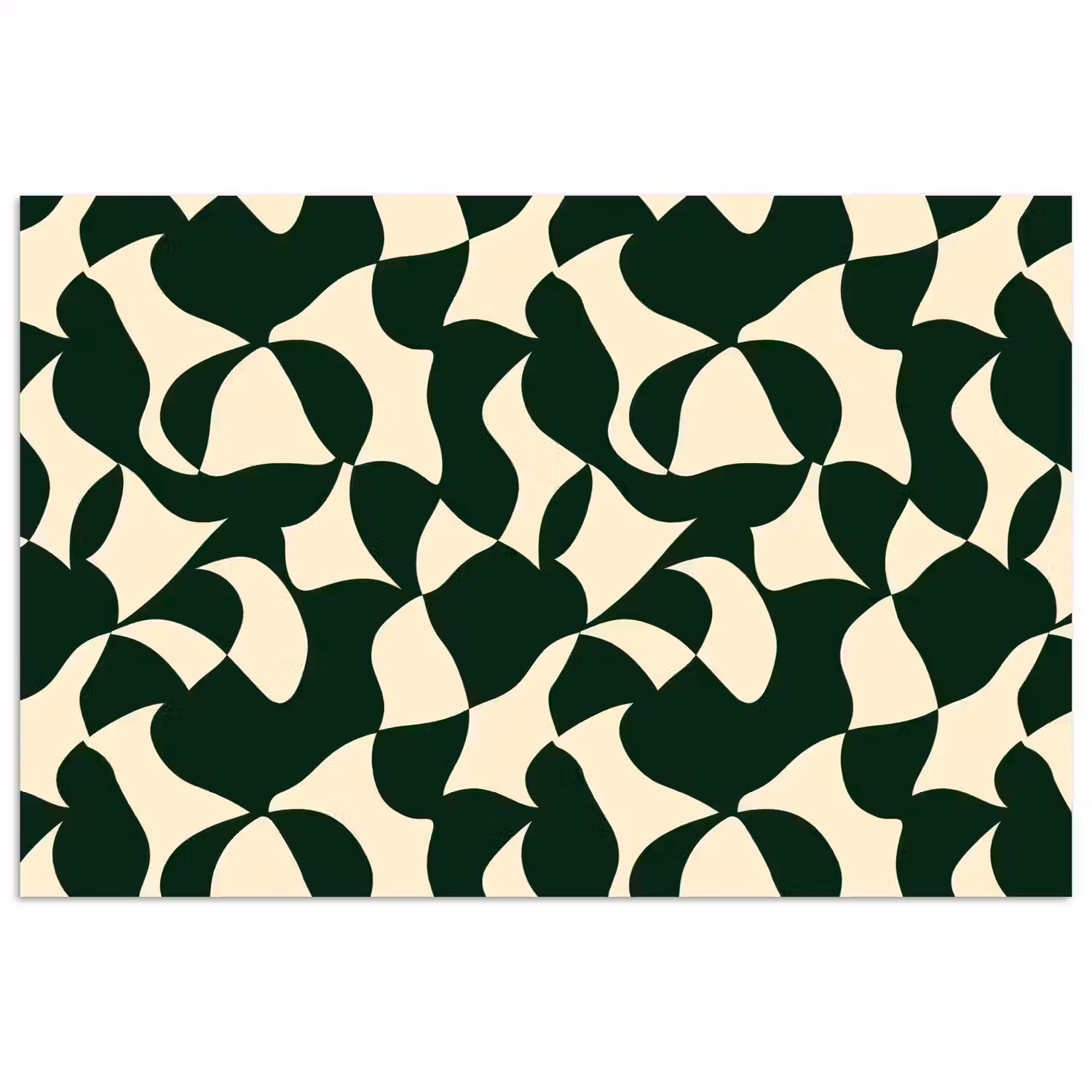 Groen - Organische vlakken - Crème poster papier klein 62 -3d