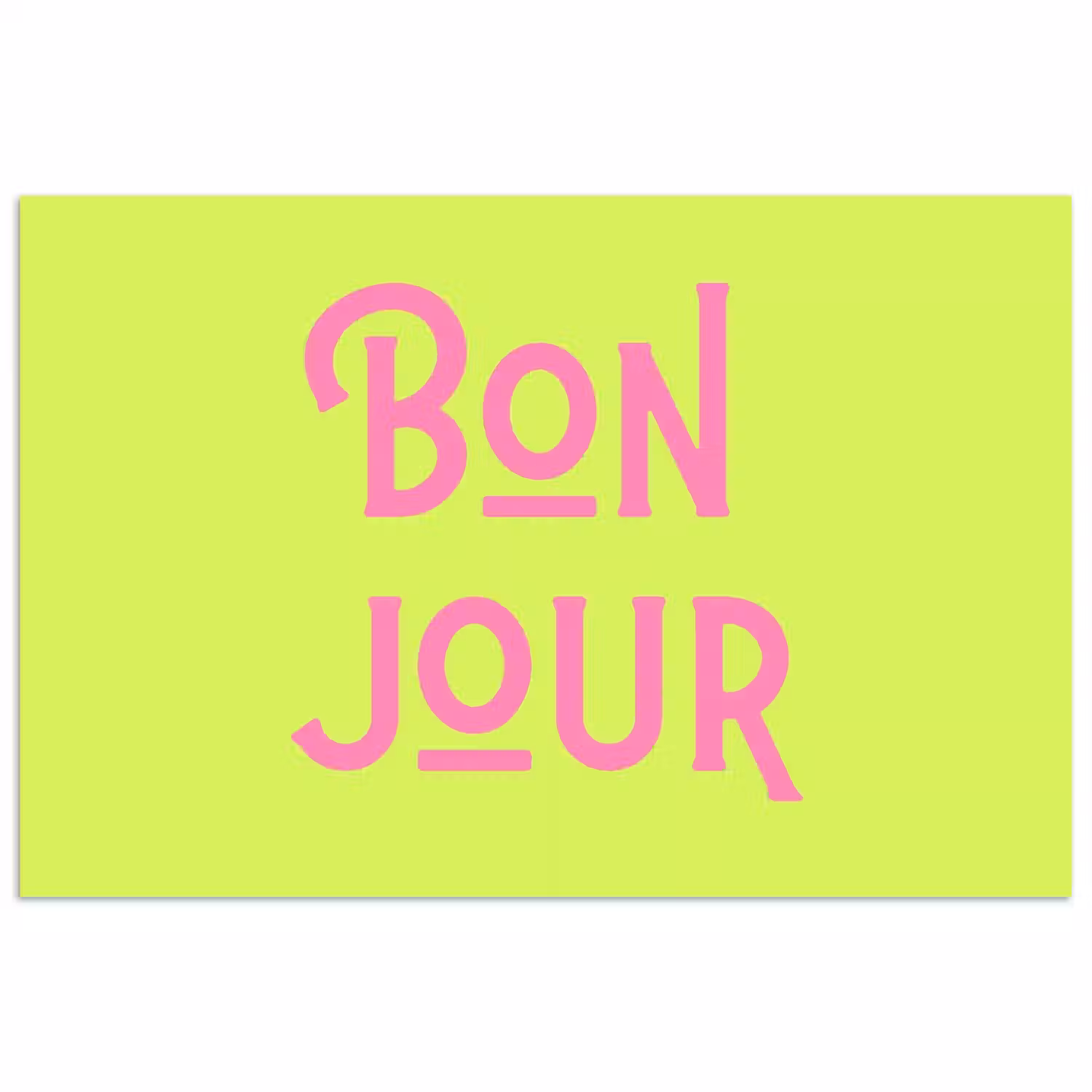 Groen - Roze bonjour - art-deco poster papier klein -3d