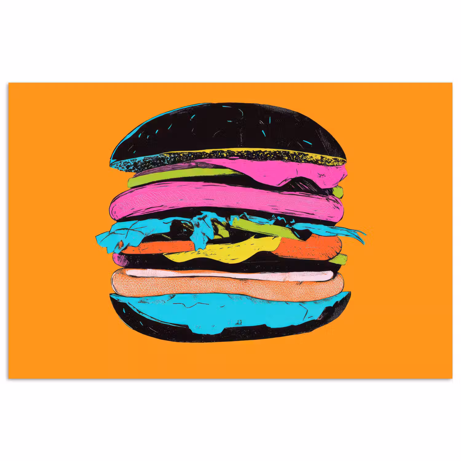 Hamburger - Kleurrijk - Speels poster papier klein -3d
