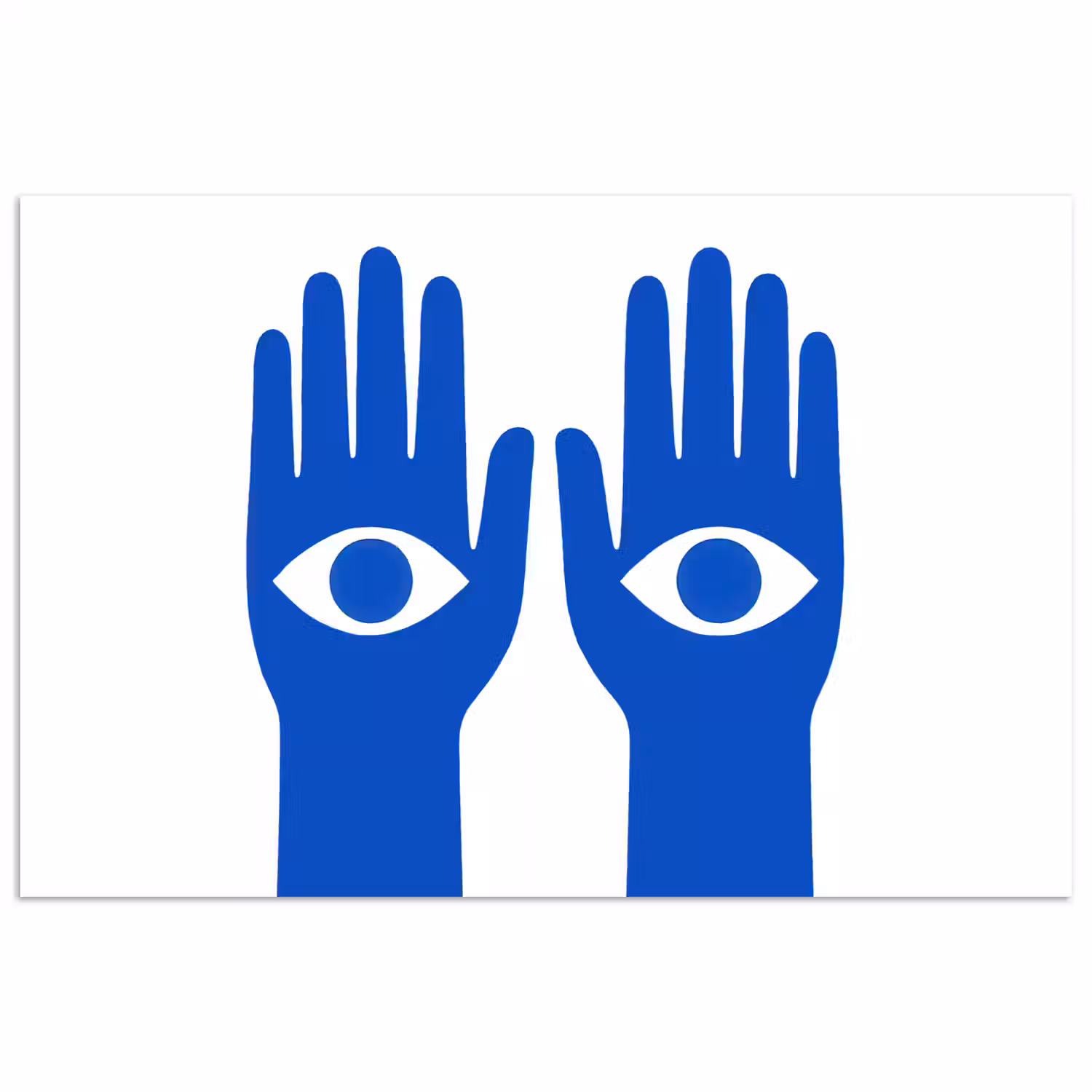 Handen - Twee - Ogen - Blauw poster papier klein -3d