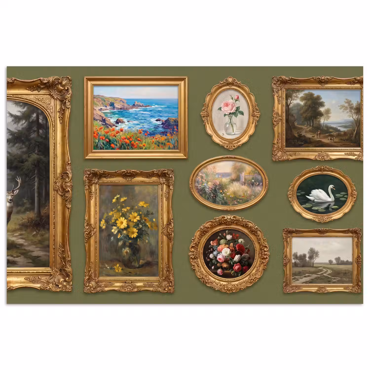 Hert - Bos - Natuur - Klassiek - Dieren poster papier klein -3d