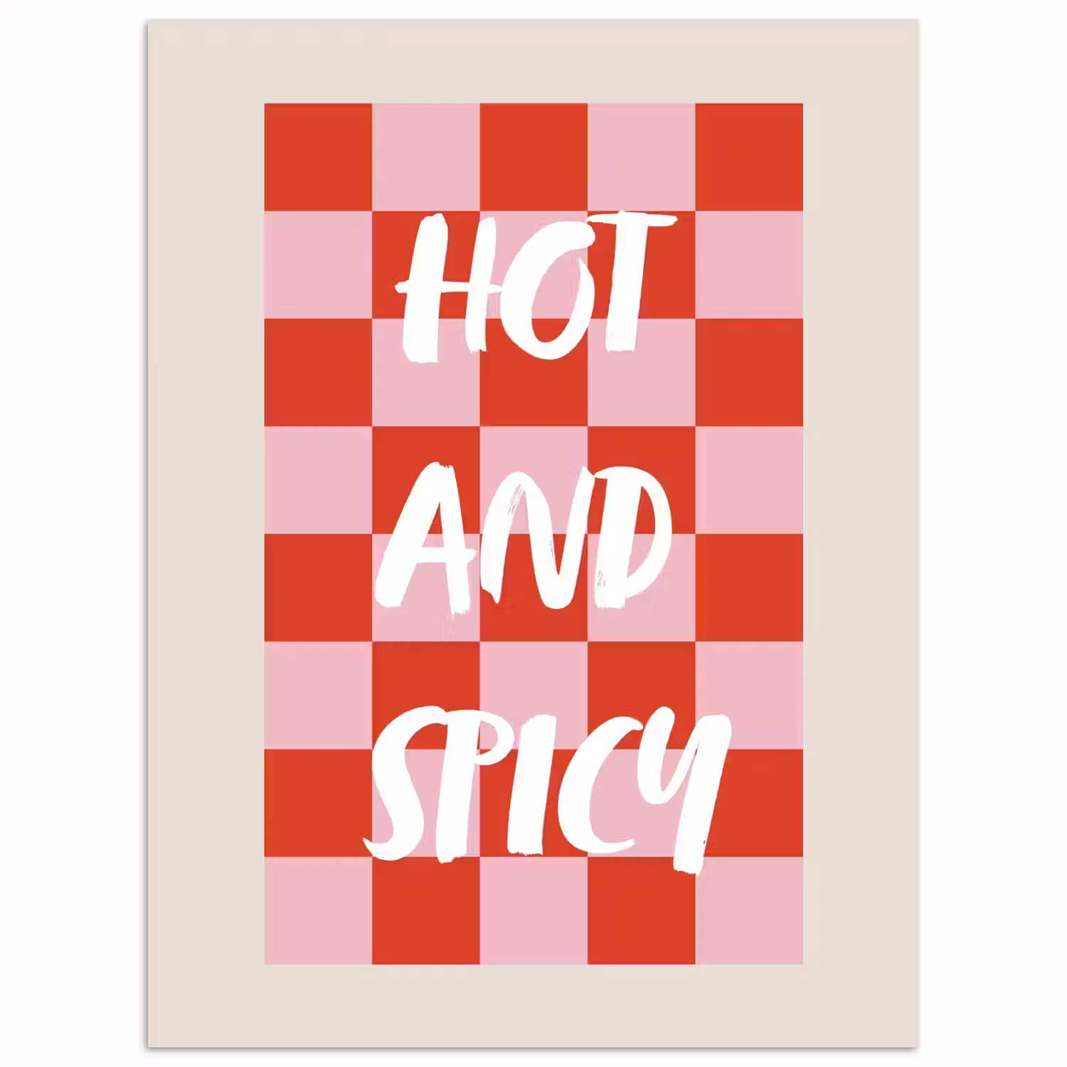 Hot - Spicy - Geruit - Rood poster papier klein -3d