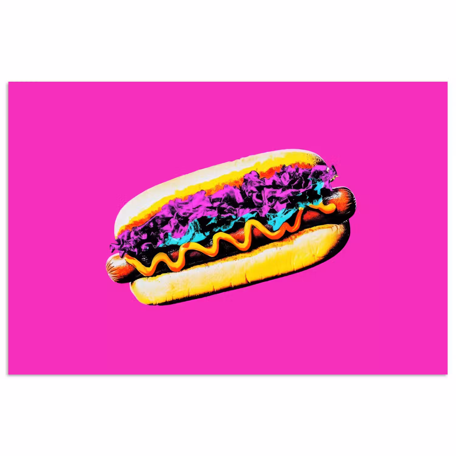 Hotdog - Roze - Retro poster papier klein -3d