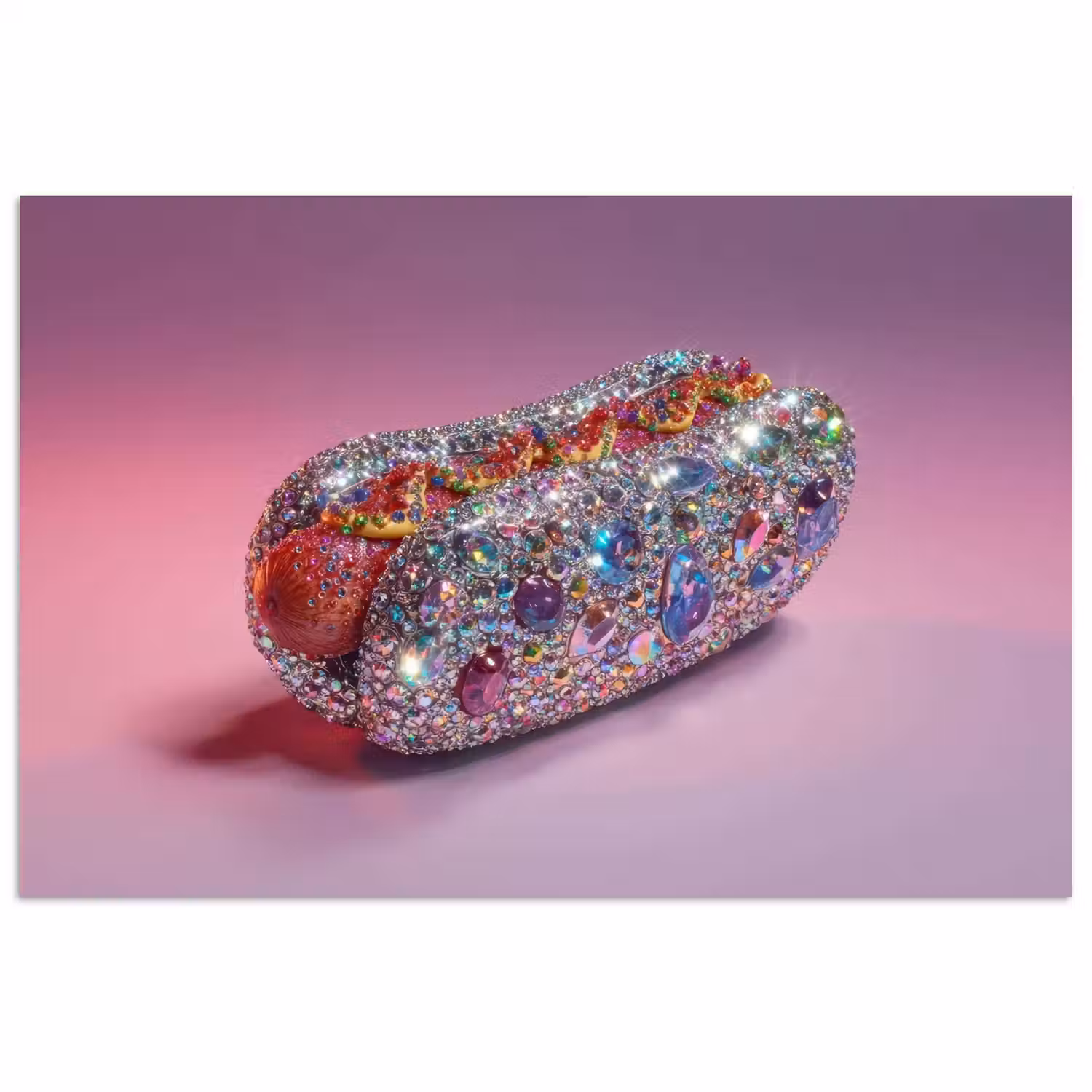 Hotdog - Steentjes - Glitters - Paars poster papier klein -3d